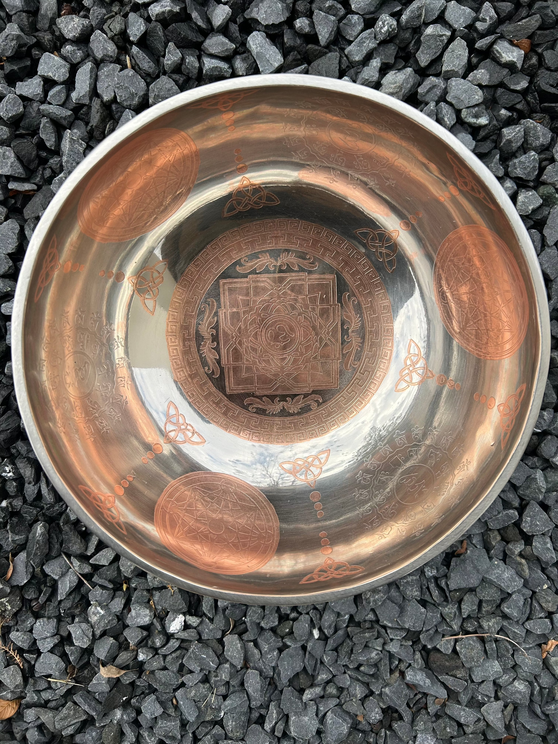 The Crown Jewel Bowl: 10.25 inch | Handmade Etched Bronze Singing Bowl