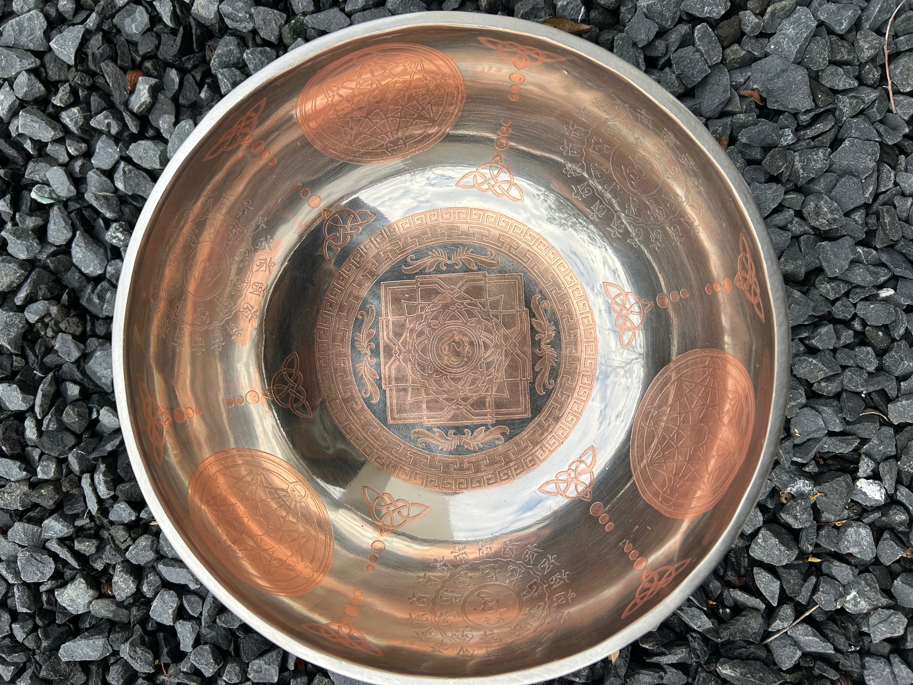 The Crown Jewel Bowl: 10.25 inch | Handmade Etched Bronze Singing Bowl