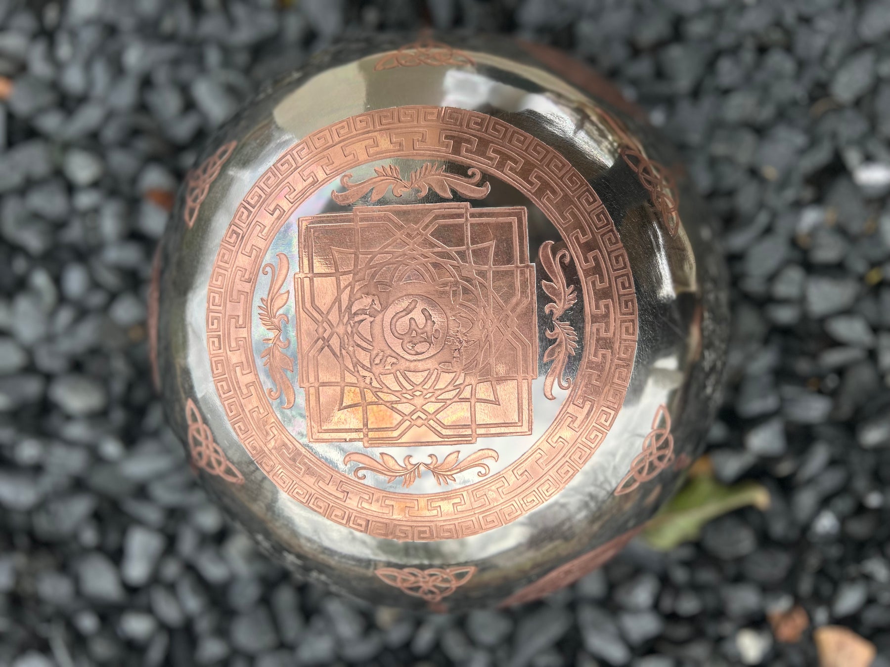 The Crown Jewel Bowl: 10.25 inch | Handmade Etched Bronze Singing Bowl