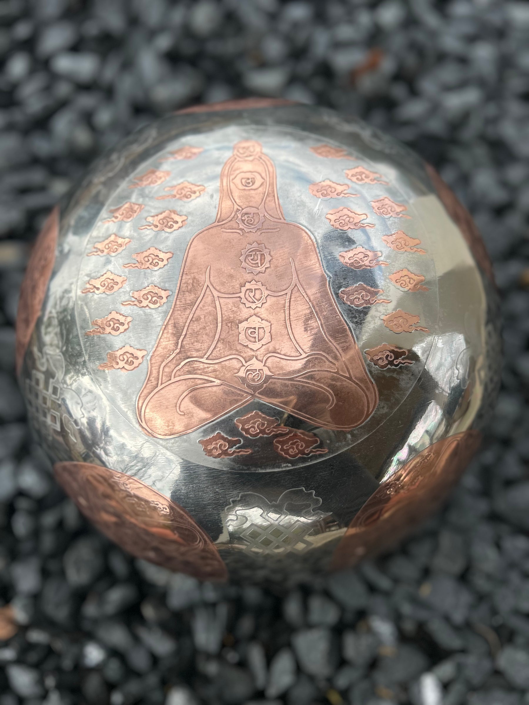 The Lady Of Life Bowl: 10.25 inch | Handmade Bronze Singing Bowl Rich Etchings