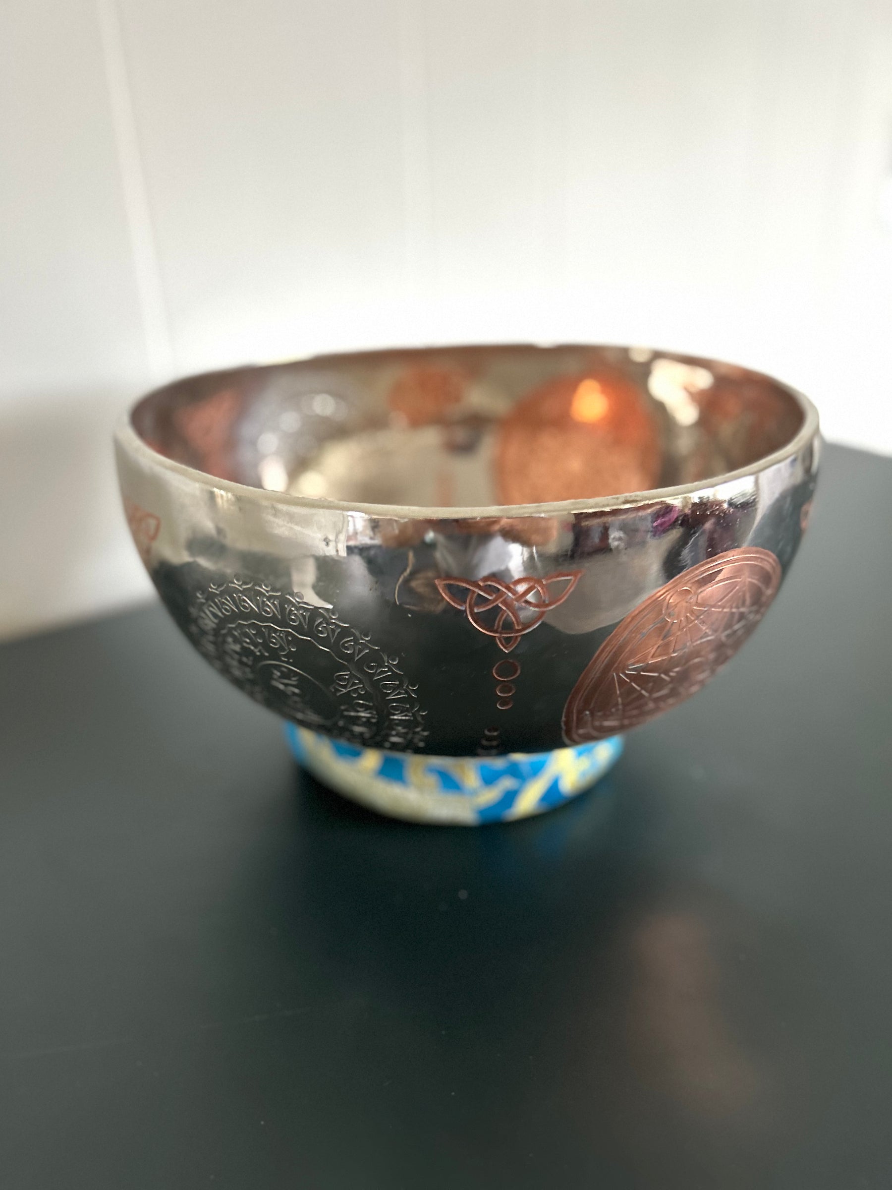 The Crown Jewel Bowl: 10.25 inch | Handmade Etched Bronze Singing Bowl