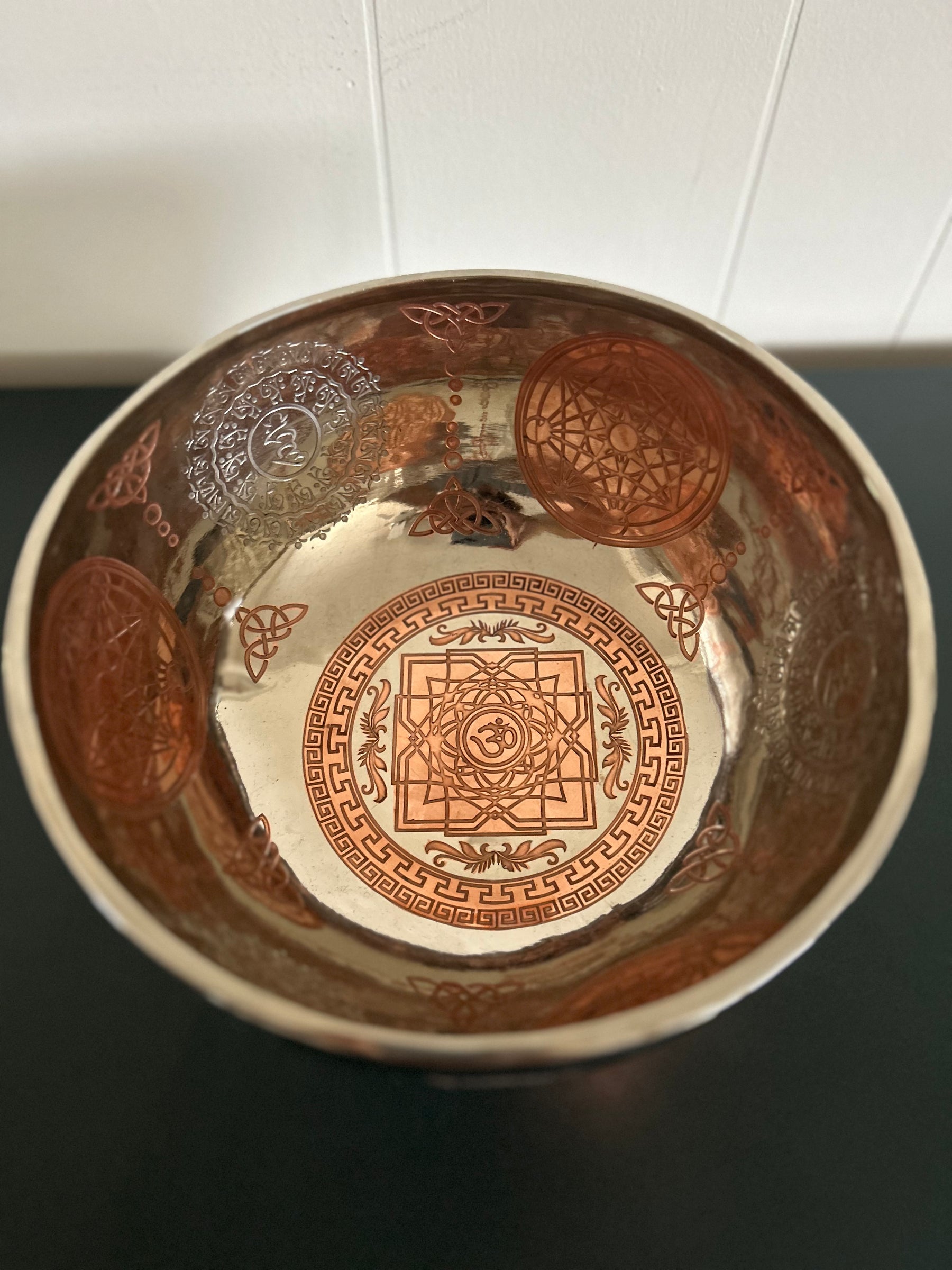 The Crown Jewel Bowl: 10.25 inch | Handmade Etched Bronze Singing Bowl