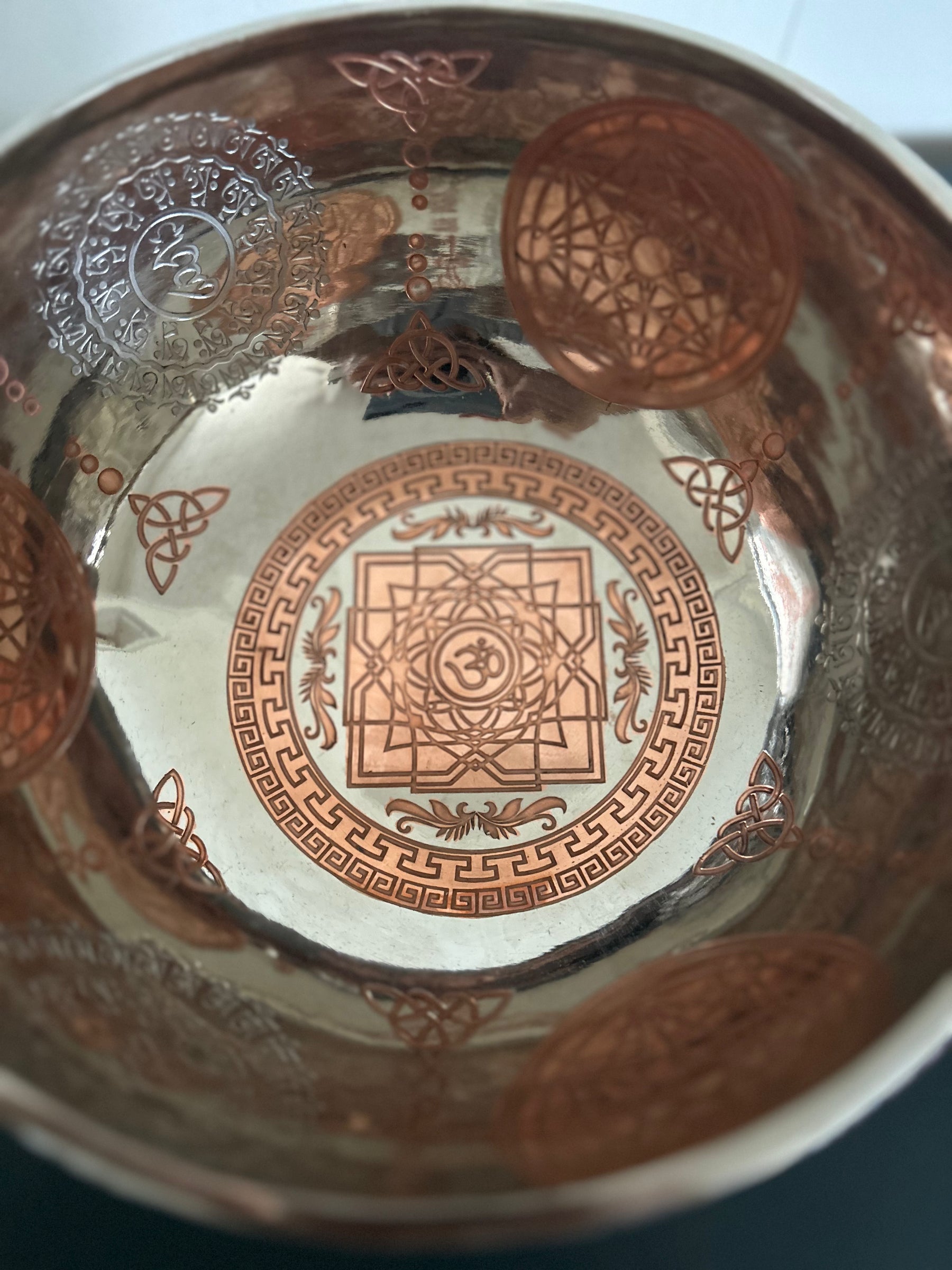 The Crown Jewel Bowl: 10.25 inch | Handmade Etched Bronze Singing Bowl