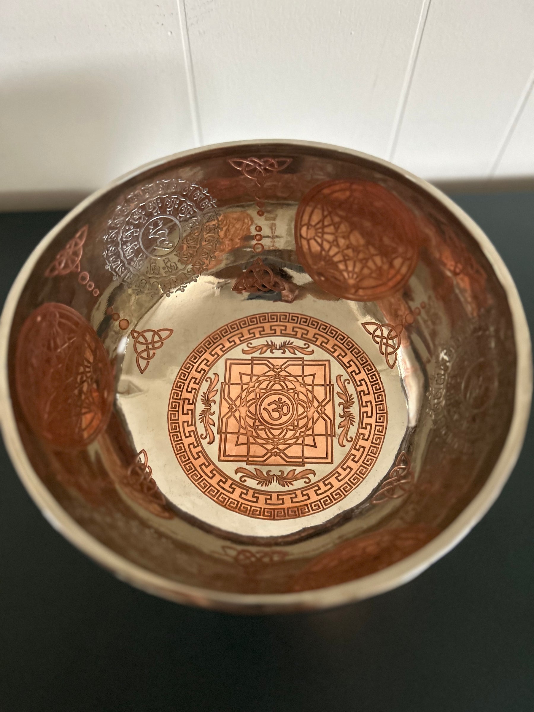 The Crown Jewel Bowl: 10.25 inch | Handmade Etched Bronze Singing Bowl