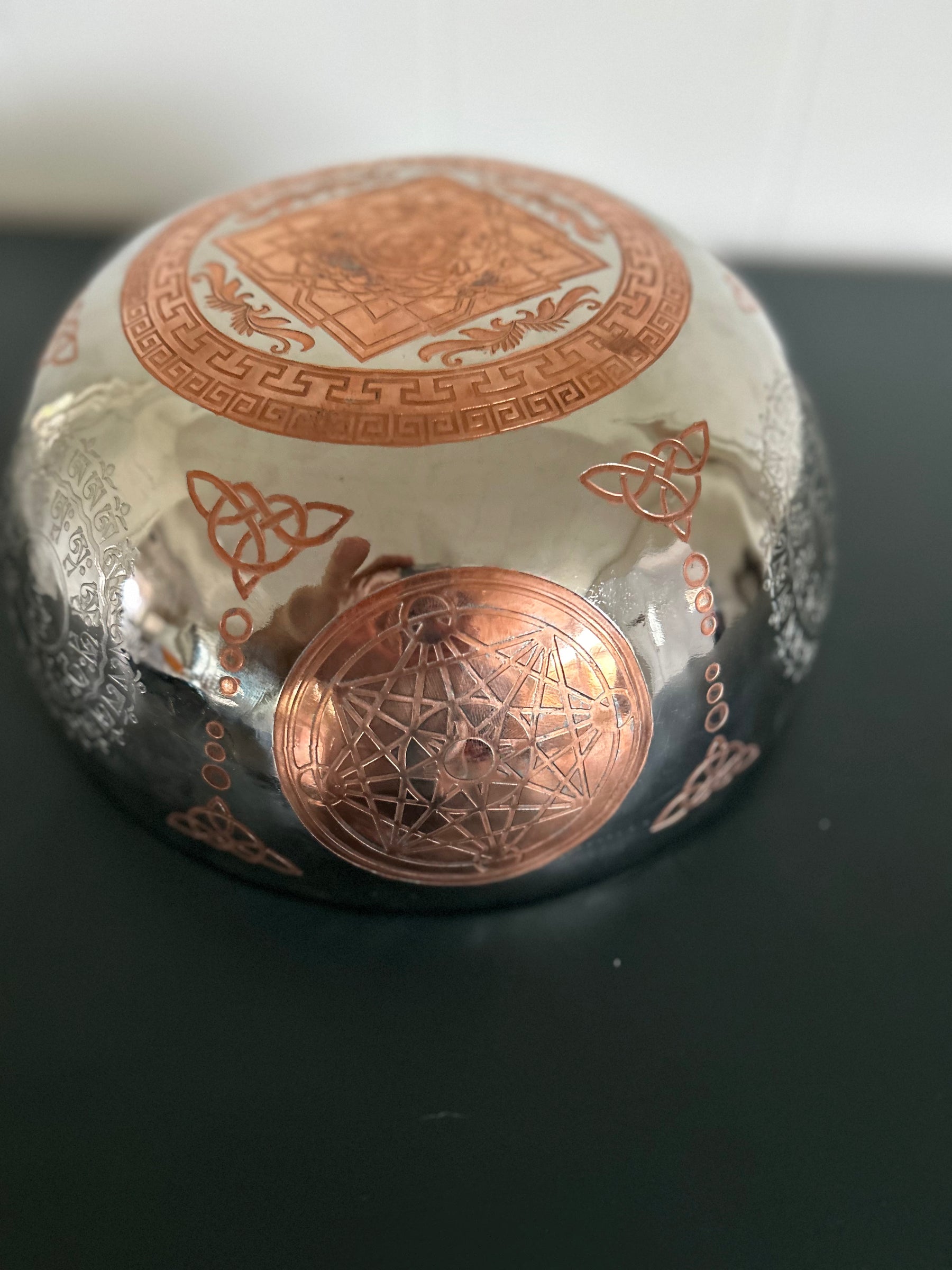The Crown Jewel Bowl: 10.25 inch | Handmade Etched Bronze Singing Bowl