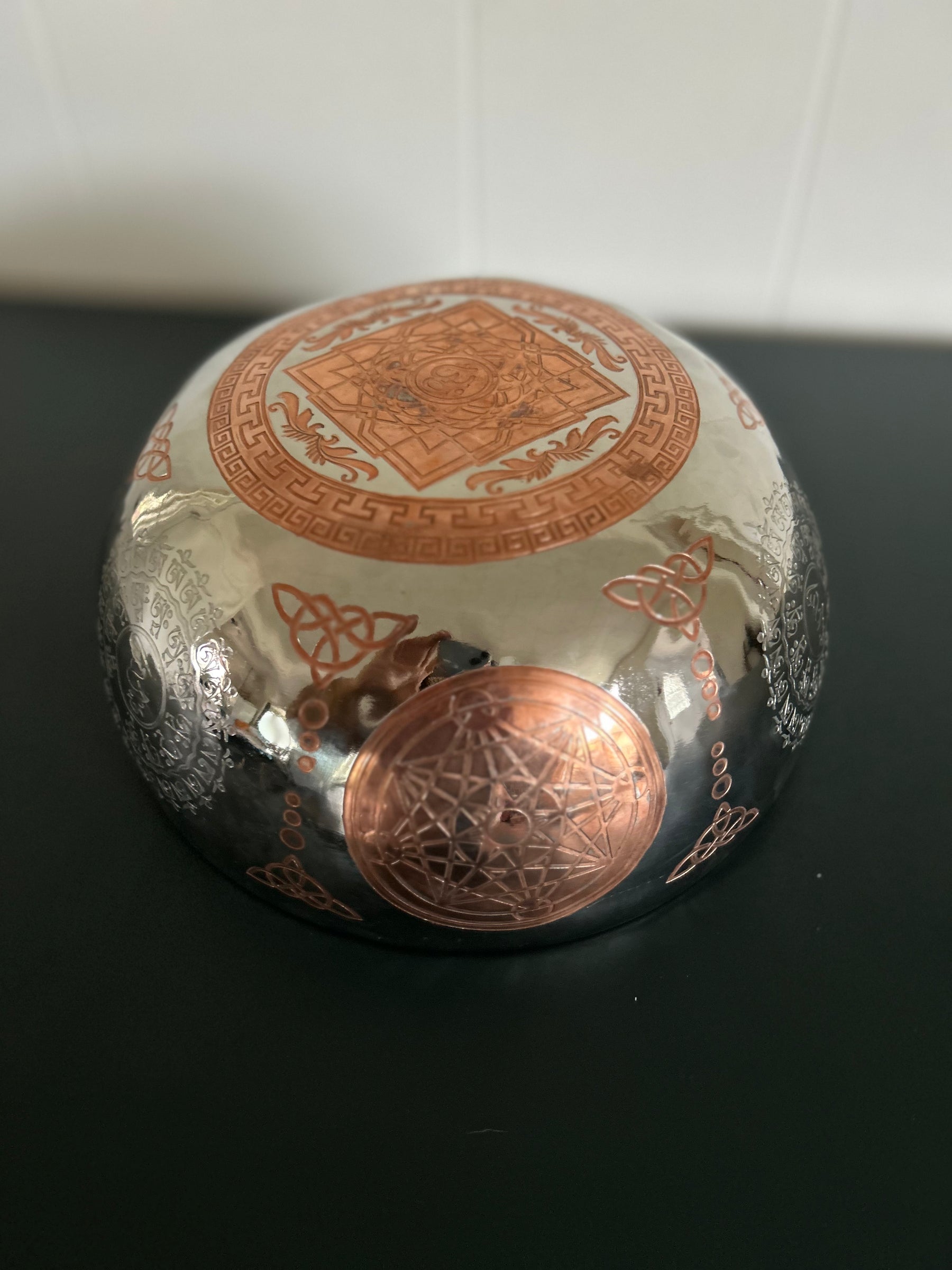 The Crown Jewel Bowl: 10.25 inch | Handmade Etched Bronze Singing Bowl