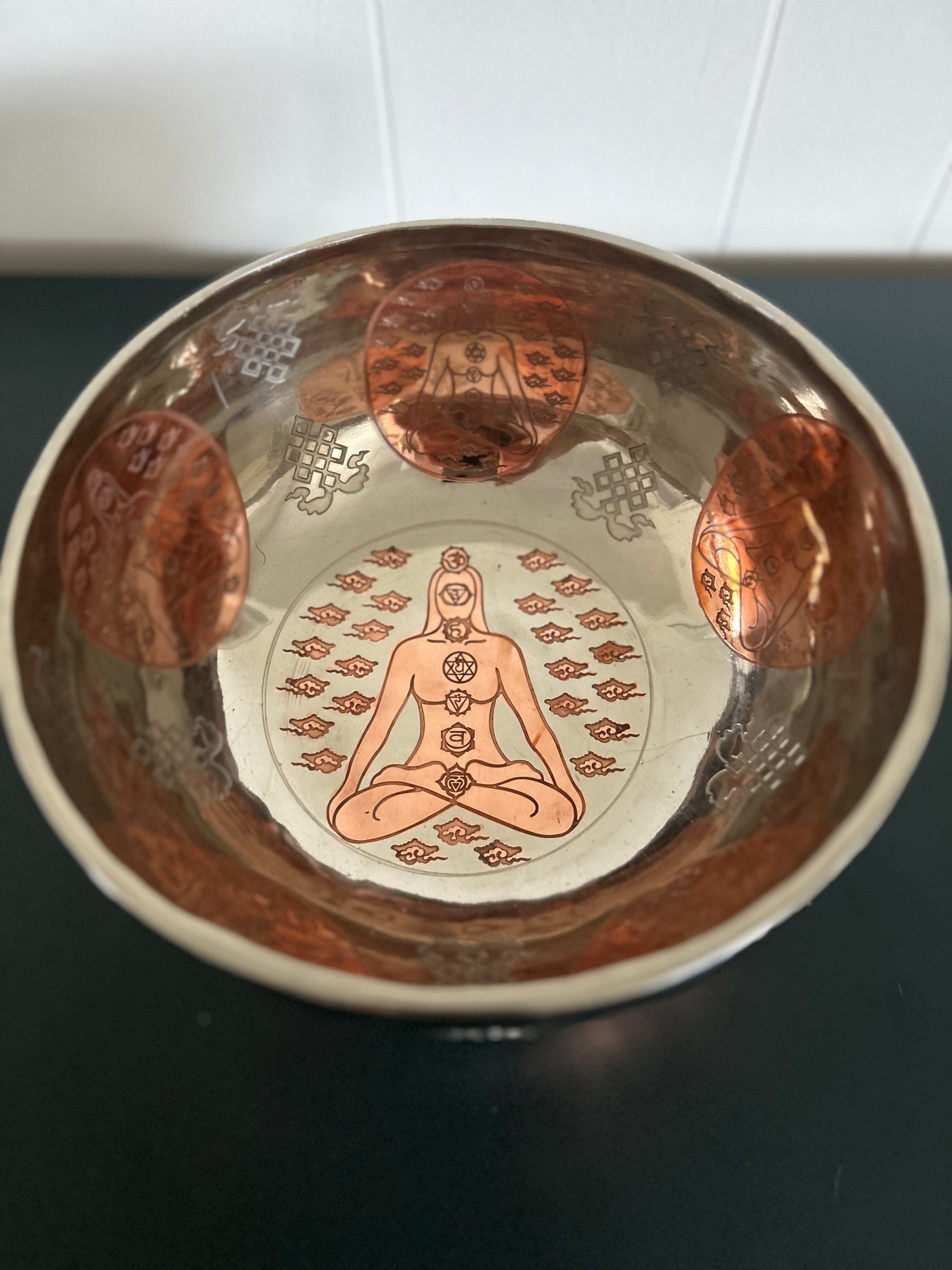 The Lady Of Life Bowl: 10.25 inch | Handmade Bronze Singing Bowl Rich Etchings