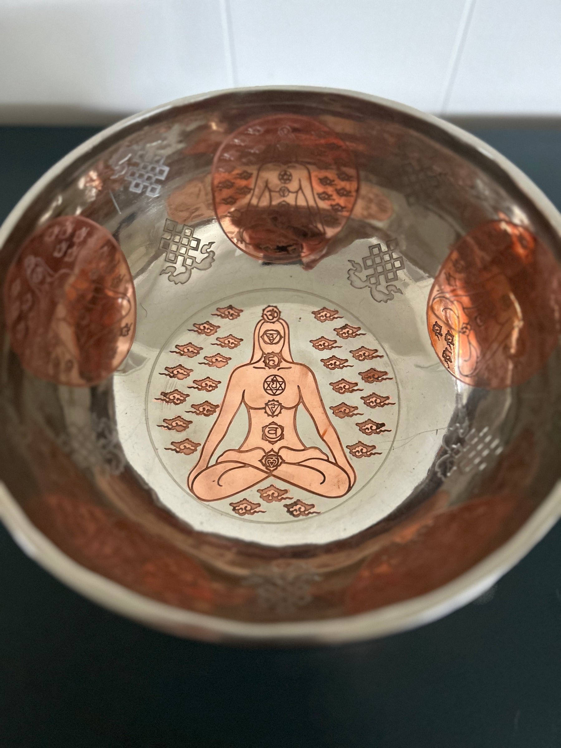 The Lady Of Life Bowl: 10.25 inch | Handmade Bronze Singing Bowl Rich Etchings