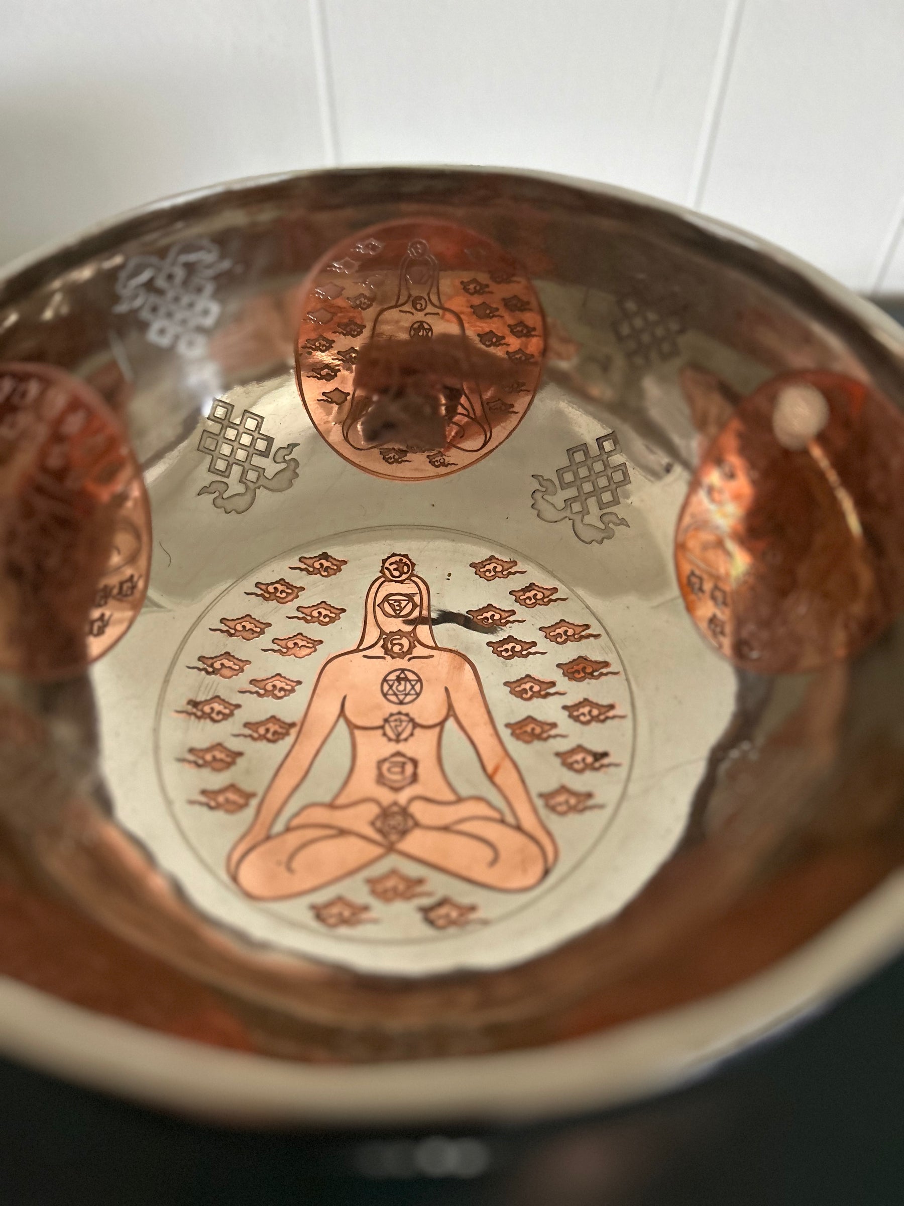 The Lady Of Life Bowl: 10.25 inch | Handmade Bronze Singing Bowl Rich Etchings