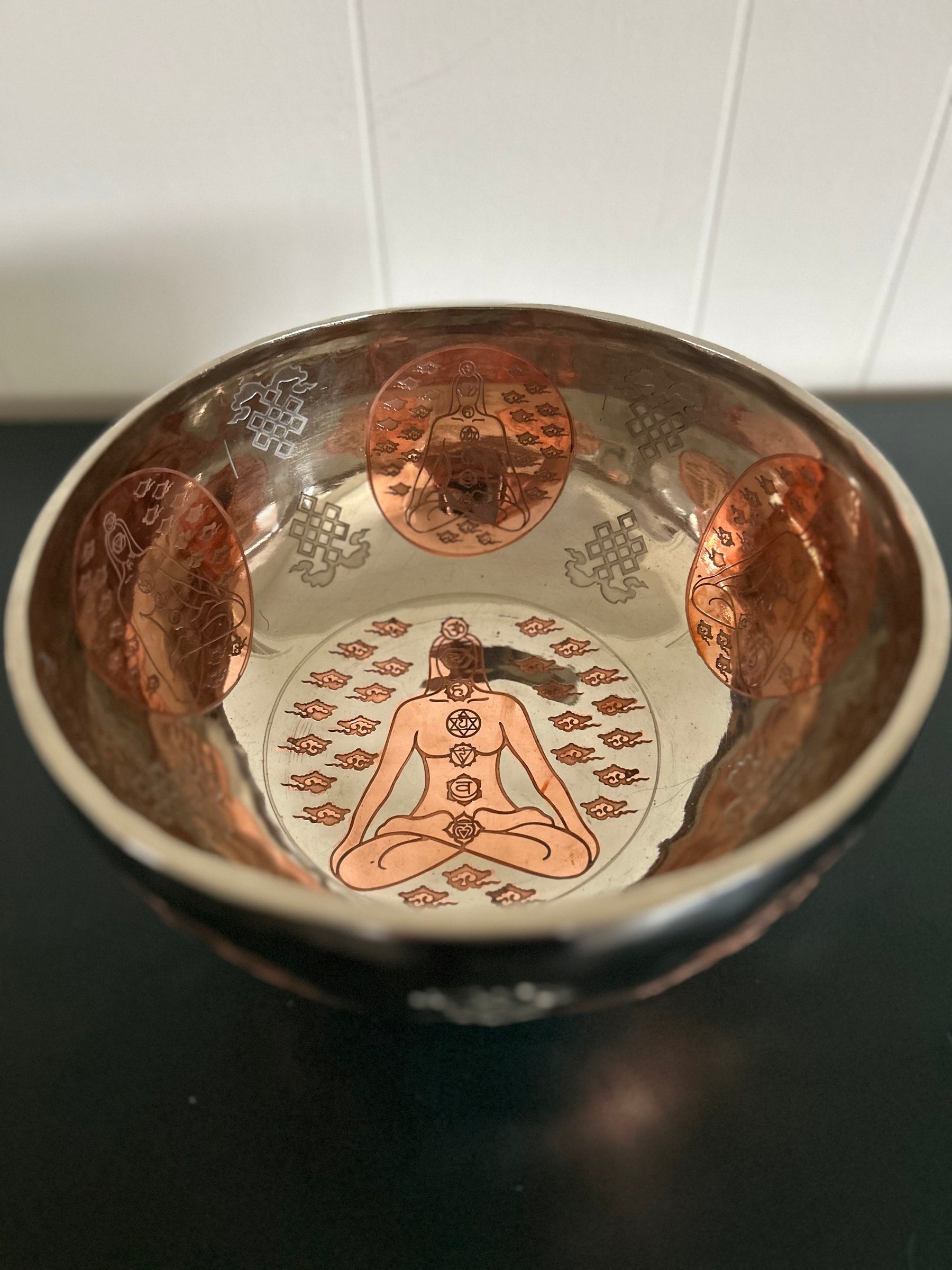The Lady Of Life Bowl: 10.25 inch | Handmade Bronze Singing Bowl Rich Etchings