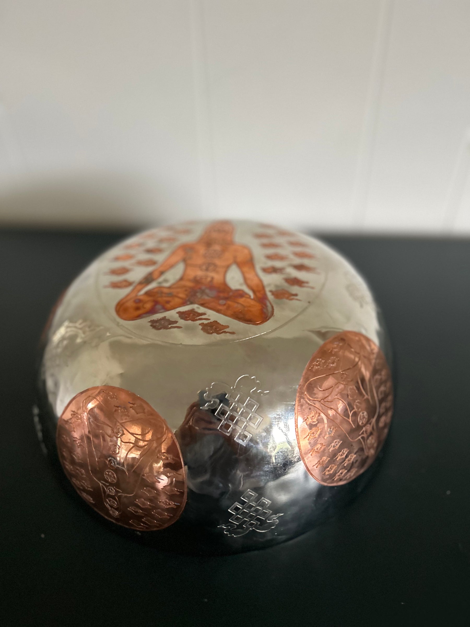 The Lady Of Life Bowl: 10.25 inch | Handmade Bronze Singing Bowl Rich Etchings