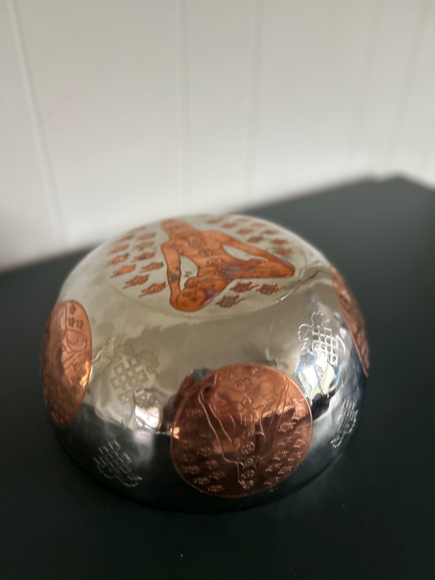 The Lady Of Life Bowl: 10.25 inch | Handmade Bronze Singing Bowl Rich Etchings