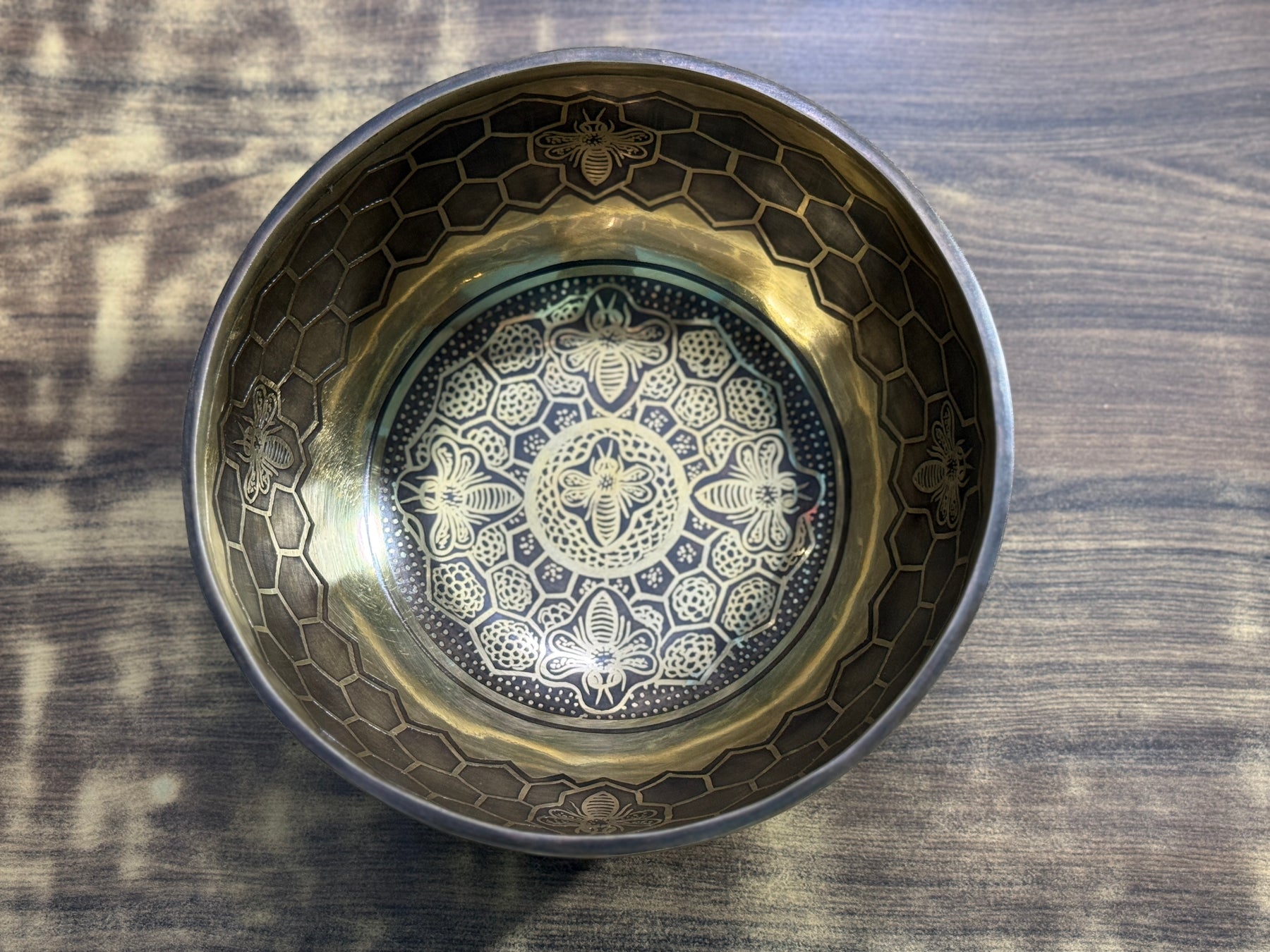 The Bee Bowl: 10 Inch Diameter Bell Bronze Handmade Singing Bowl