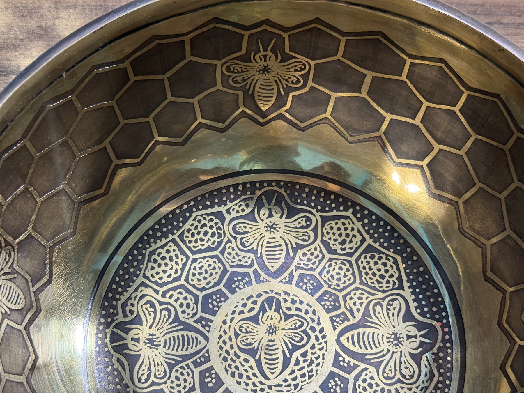 The Bee Bowl: 10 Inch Diameter Bell Bronze Handmade Singing Bowl