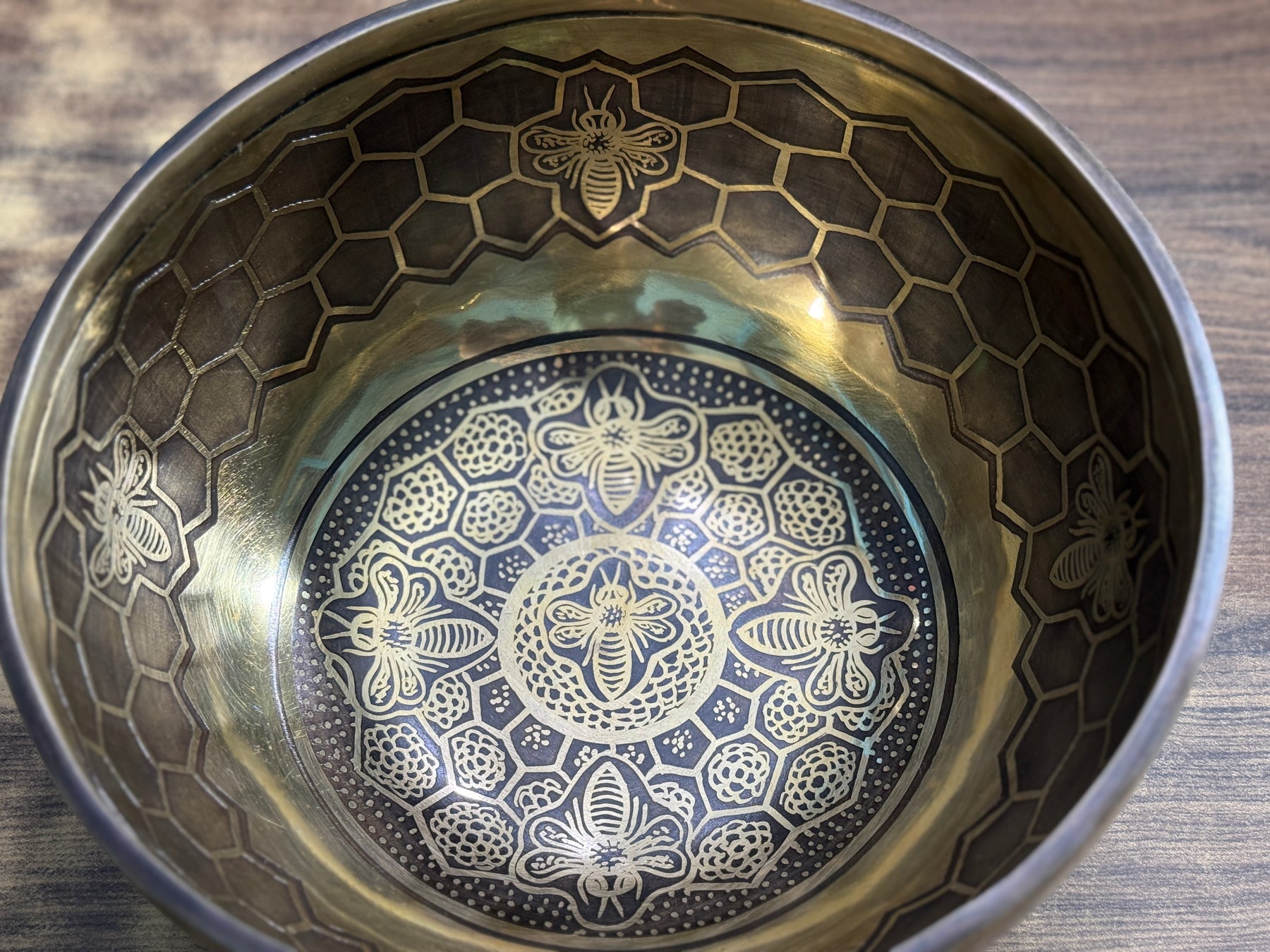 The Bee Bowl: 10 Inch Diameter Bell Bronze Handmade Singing Bowl