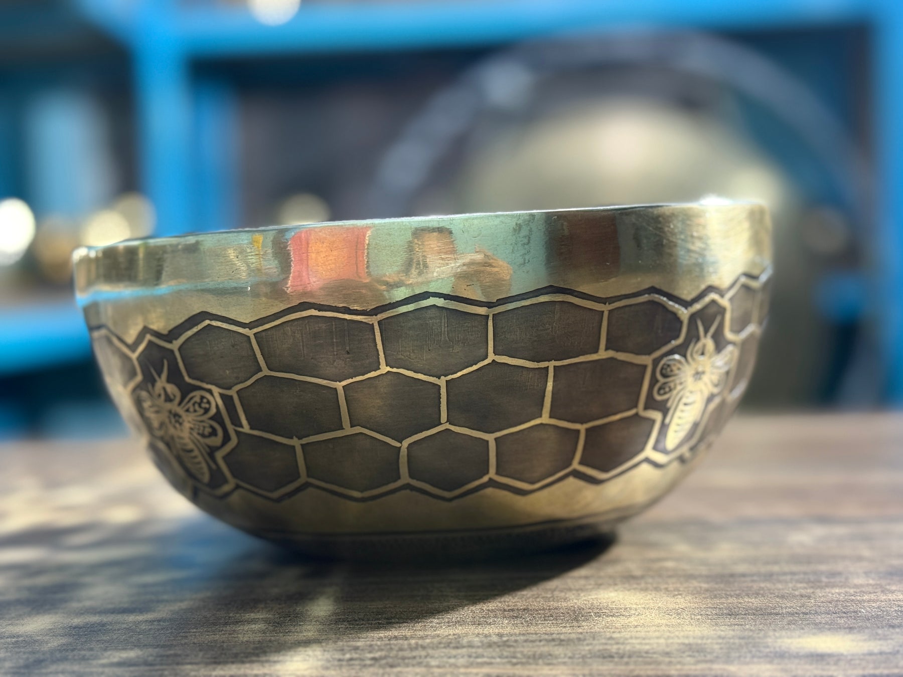 The Bee Bowl: 10 Inch Diameter Bell Bronze Handmade Singing Bowl