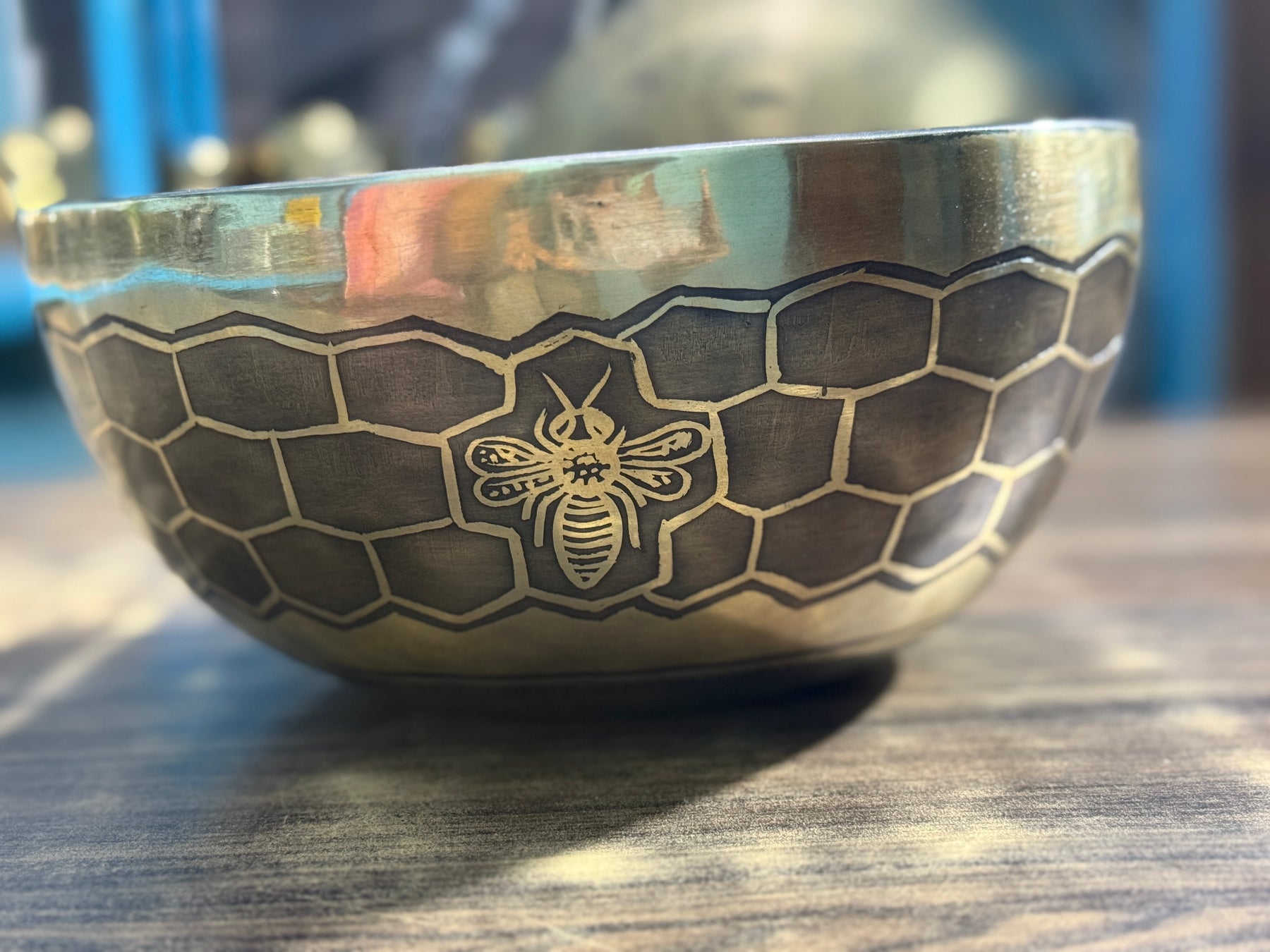 The Bee Bowl: 10 Inch Diameter Bell Bronze Handmade Singing Bowl