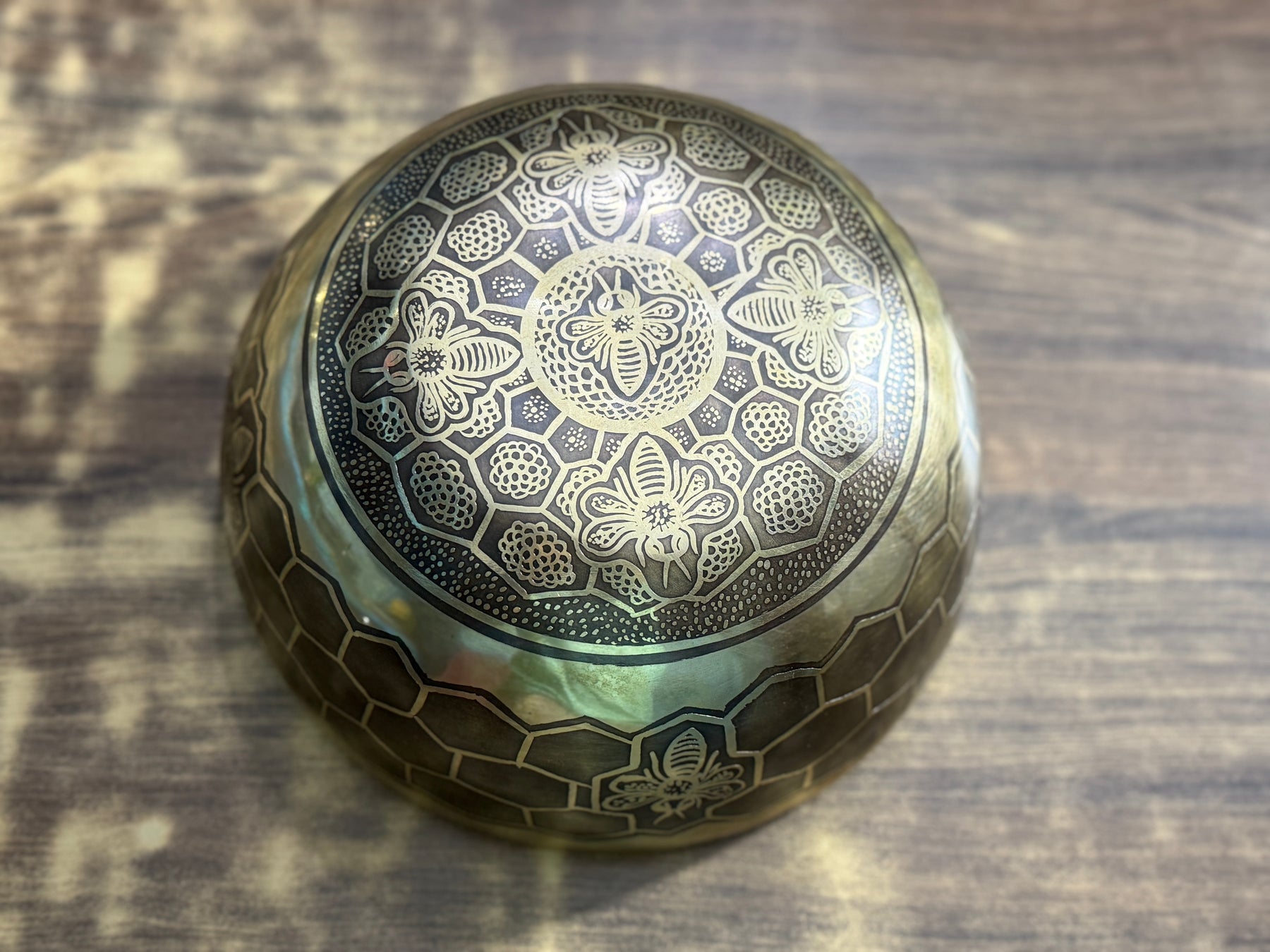 The Bee Bowl: 10 Inch Diameter Bell Bronze Handmade Singing Bowl