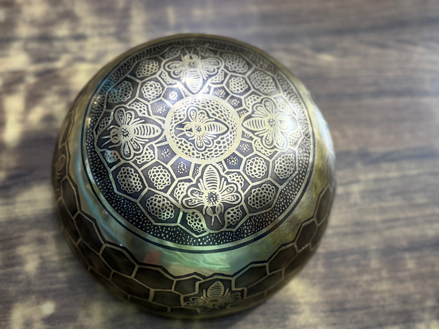 The Bee Bowl: 10 Inch Diameter Bell Bronze Handmade Singing Bowl