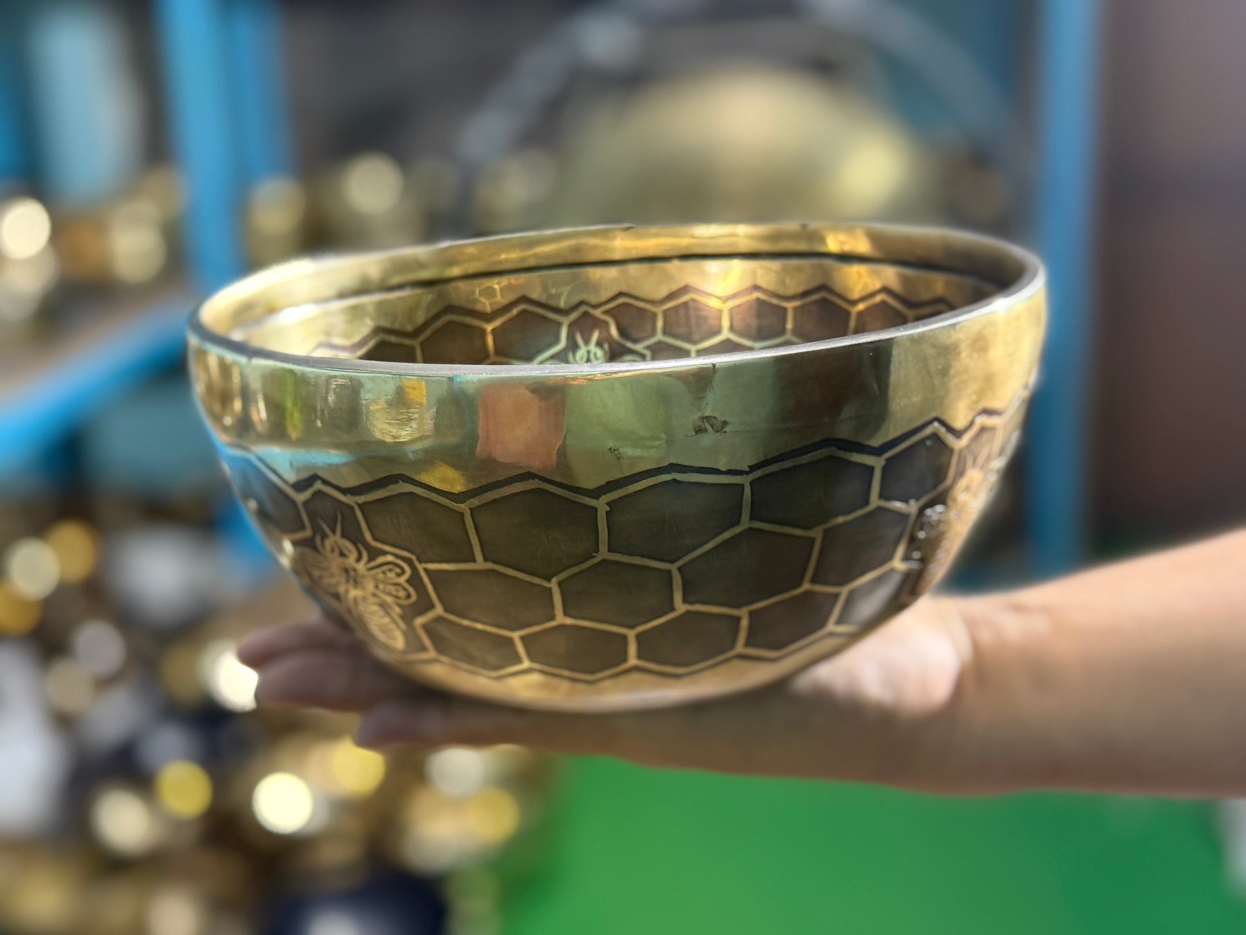 The Bee Bowl: 10 Inch Diameter Bell Bronze Handmade Singing Bowl
