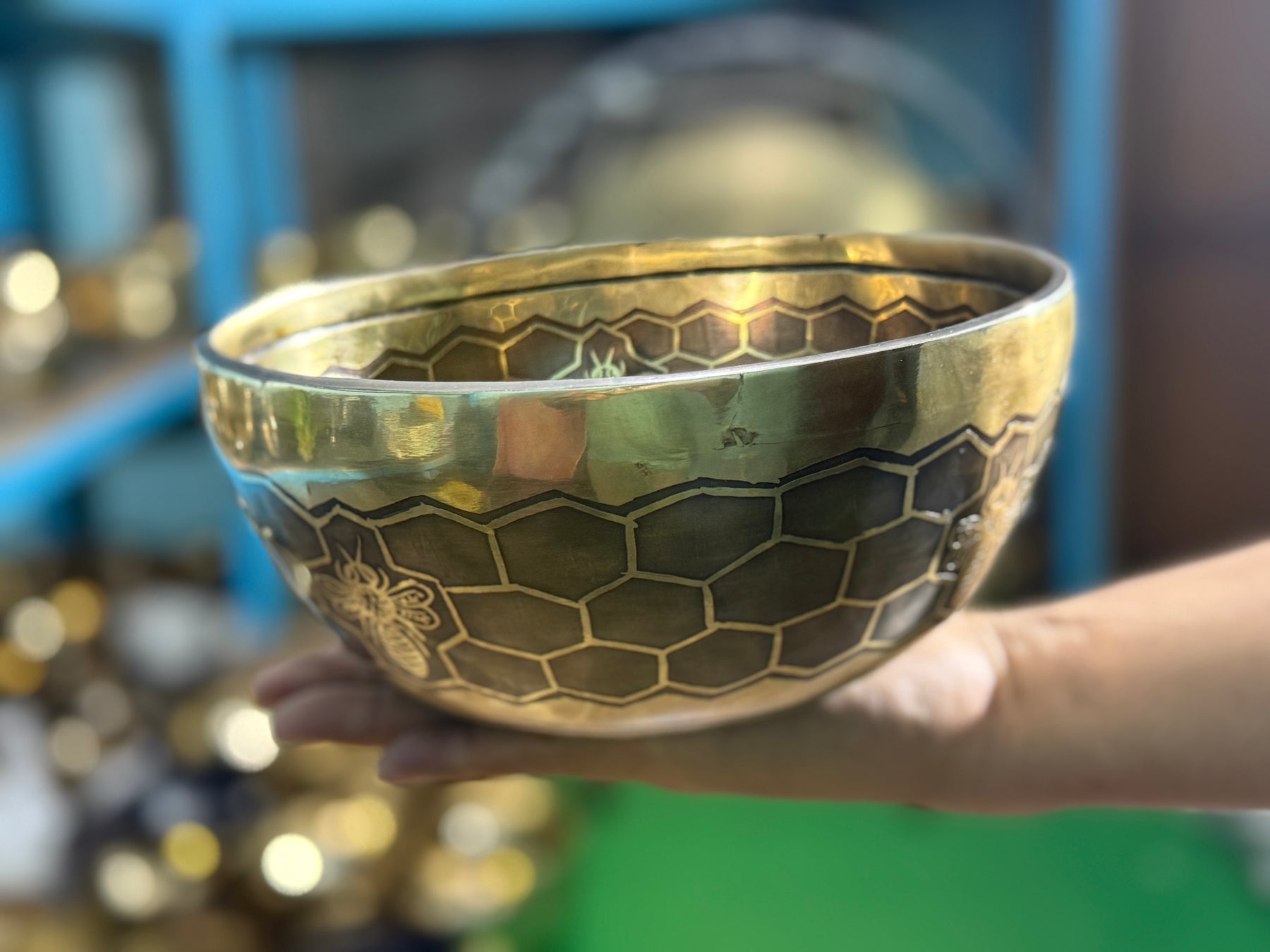 The Bee Bowl: 10 Inch Diameter Bell Bronze Handmade Singing Bowl