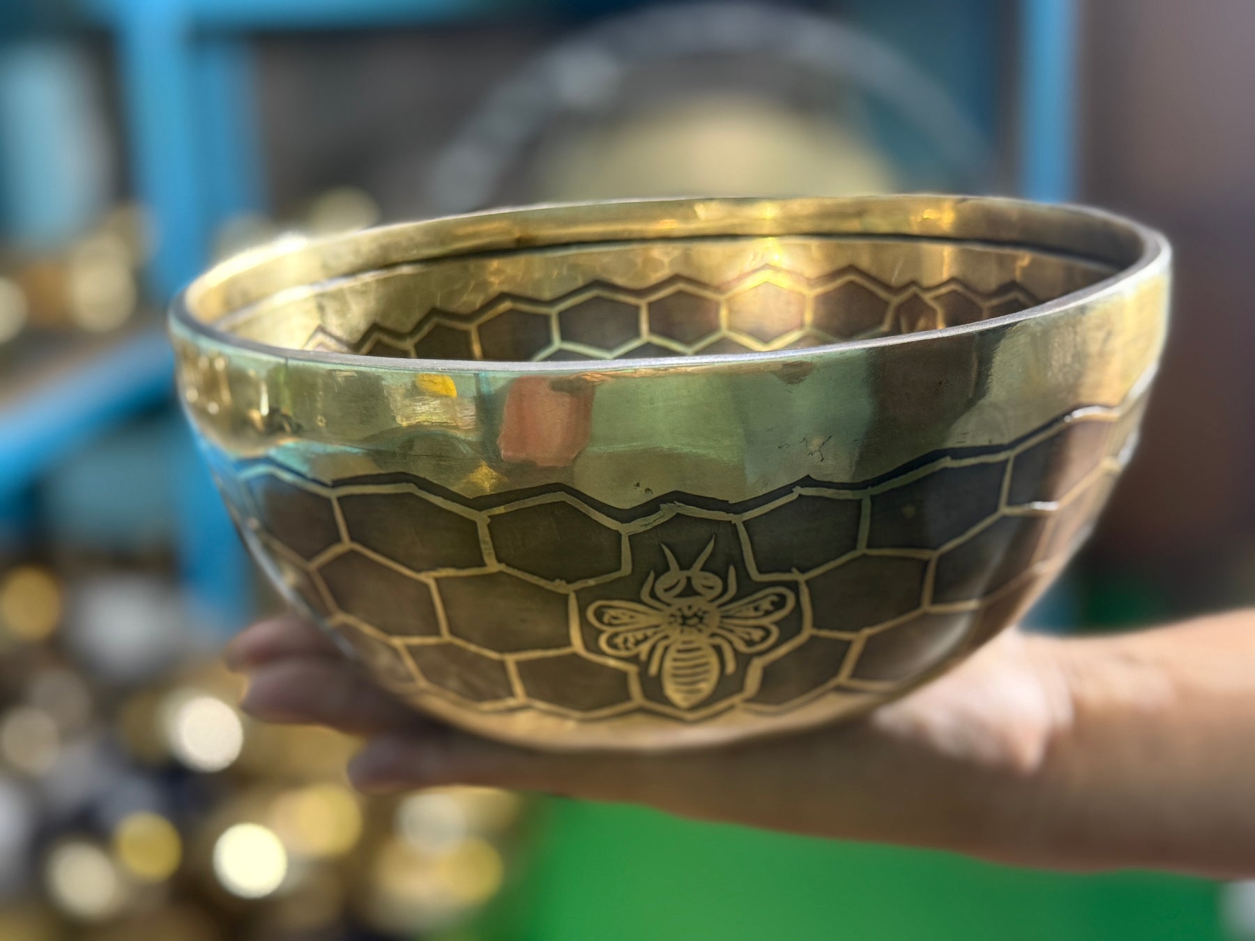 The Bee Bowl: 10 Inch Diameter Bell Bronze Handmade Singing Bowl