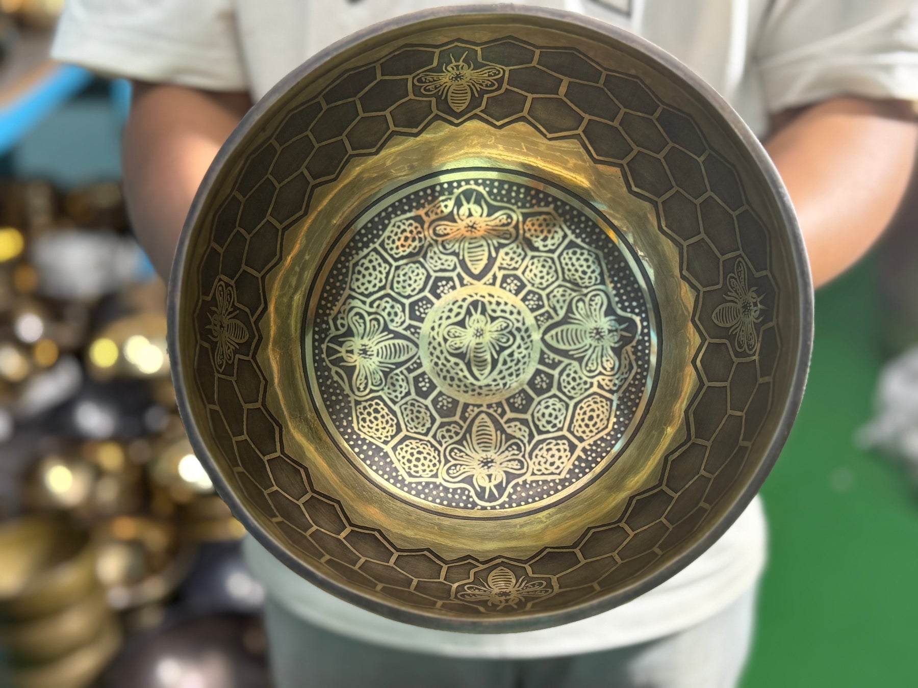 The Bee Bowl: 10 Inch Diameter Bell Bronze Handmade Singing Bowl