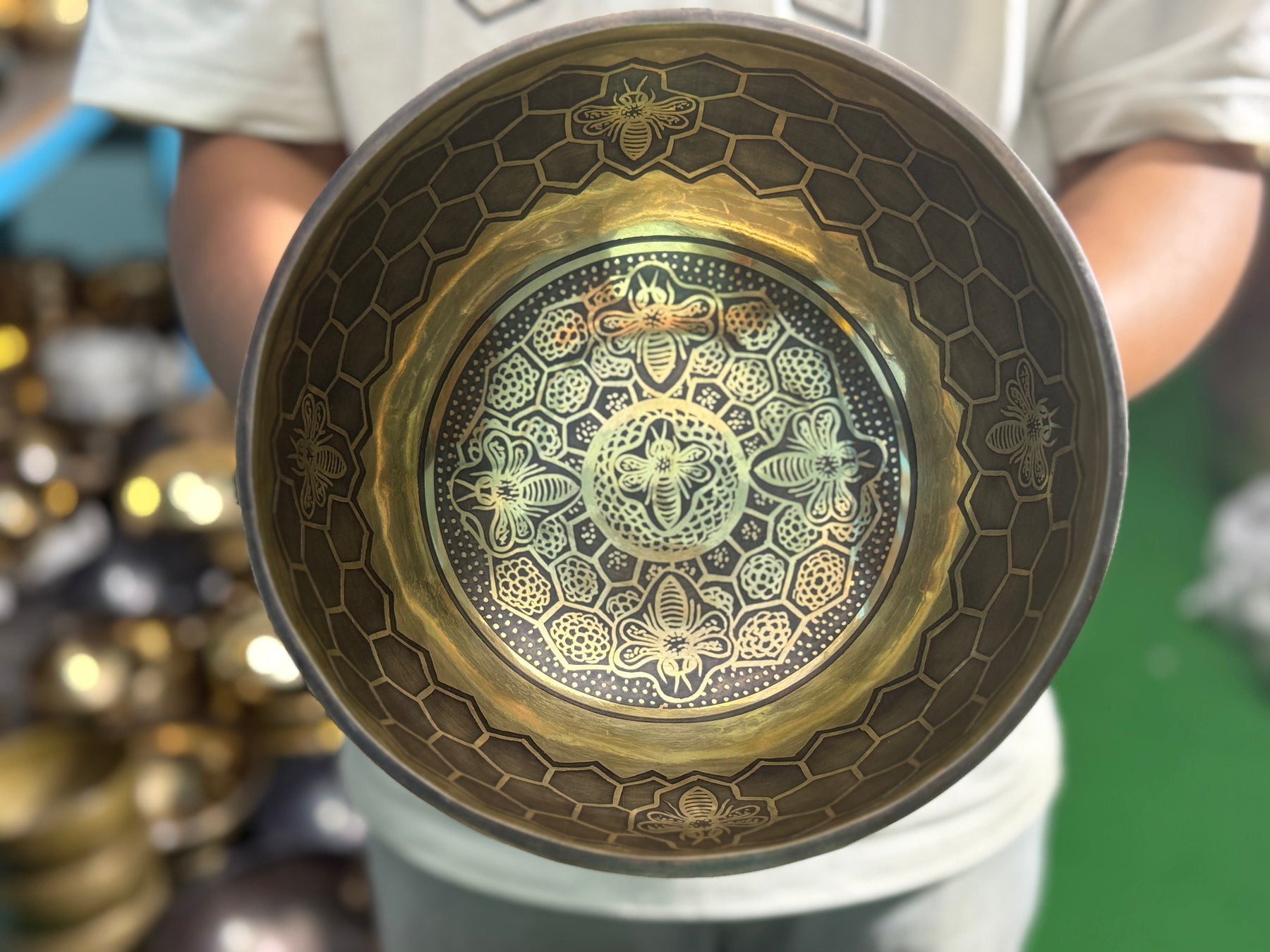 The Bee Bowl: 10 Inch Diameter Bell Bronze Handmade Singing Bowl