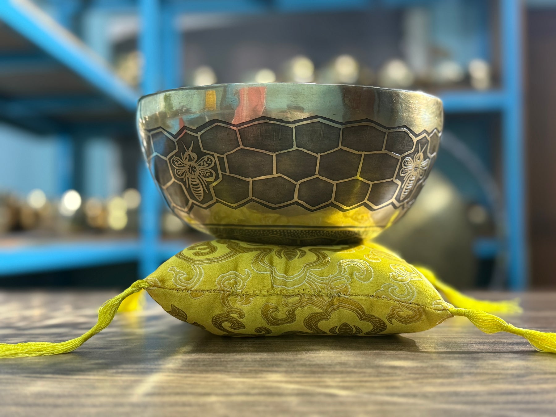 The Bee Bowl: 10 Inch Diameter Bell Bronze Handmade Singing Bowl