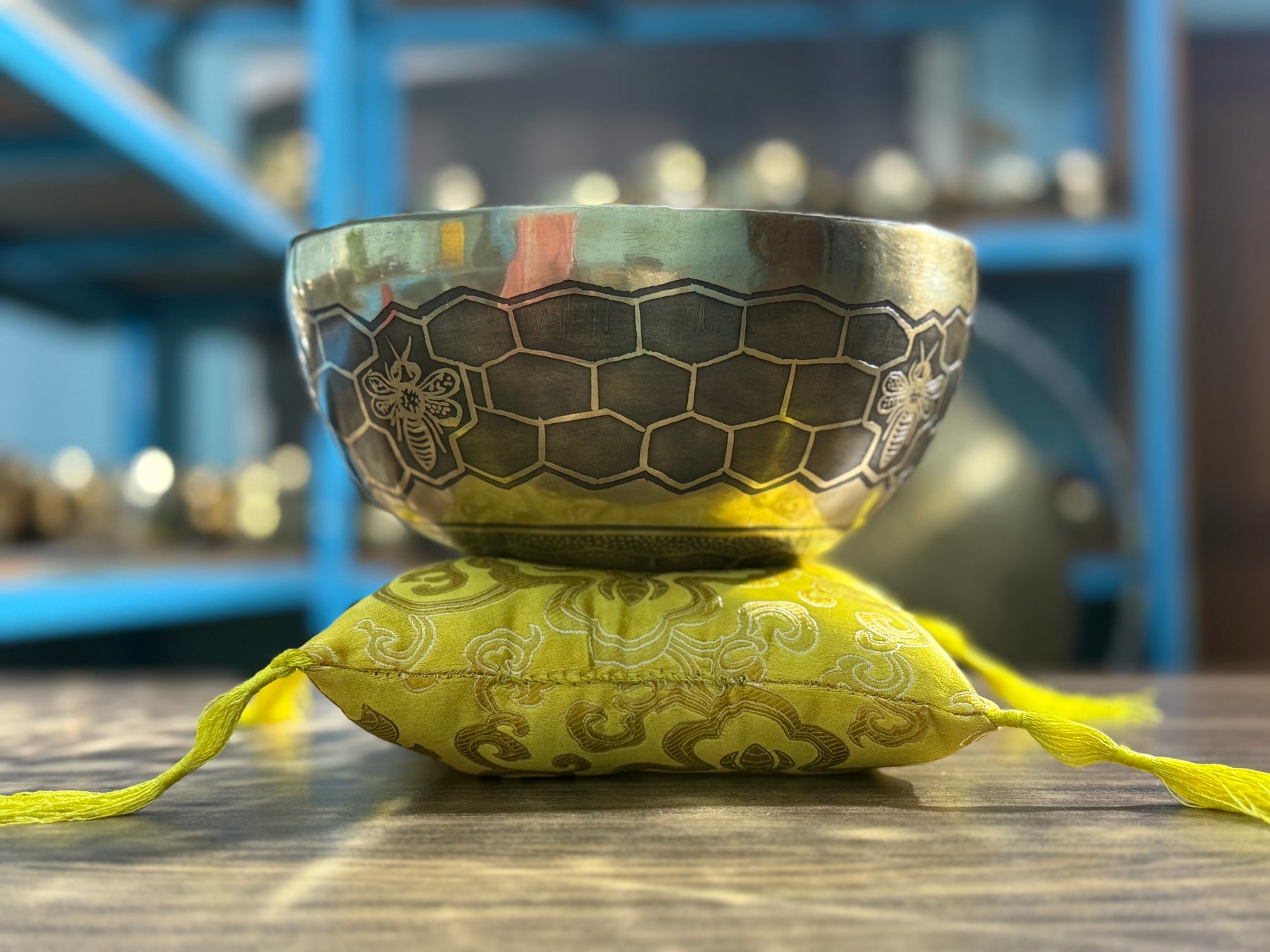 The Bee Bowl: 10 Inch Diameter Bell Bronze Handmade Singing Bowl