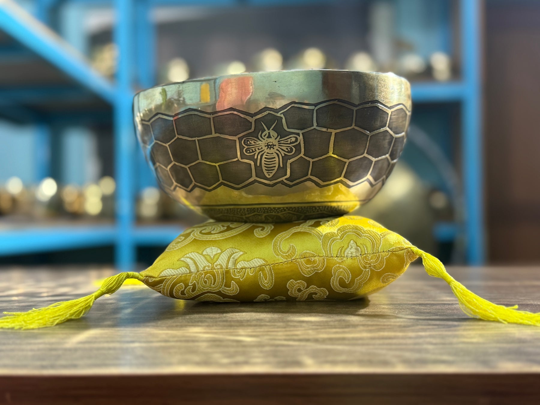 The Bee Bowl: 10 Inch Diameter Bell Bronze Handmade Singing Bowl
