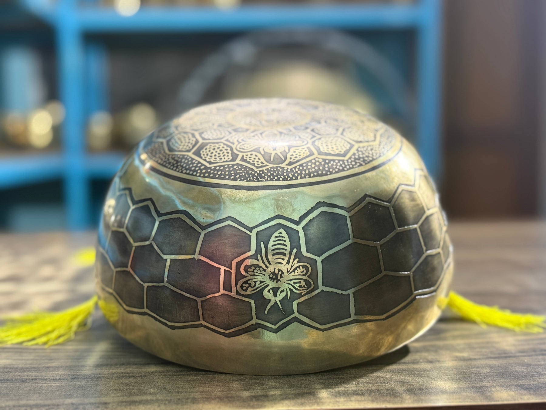 The Bee Bowl: 10 Inch Diameter Bell Bronze Handmade Singing Bowl