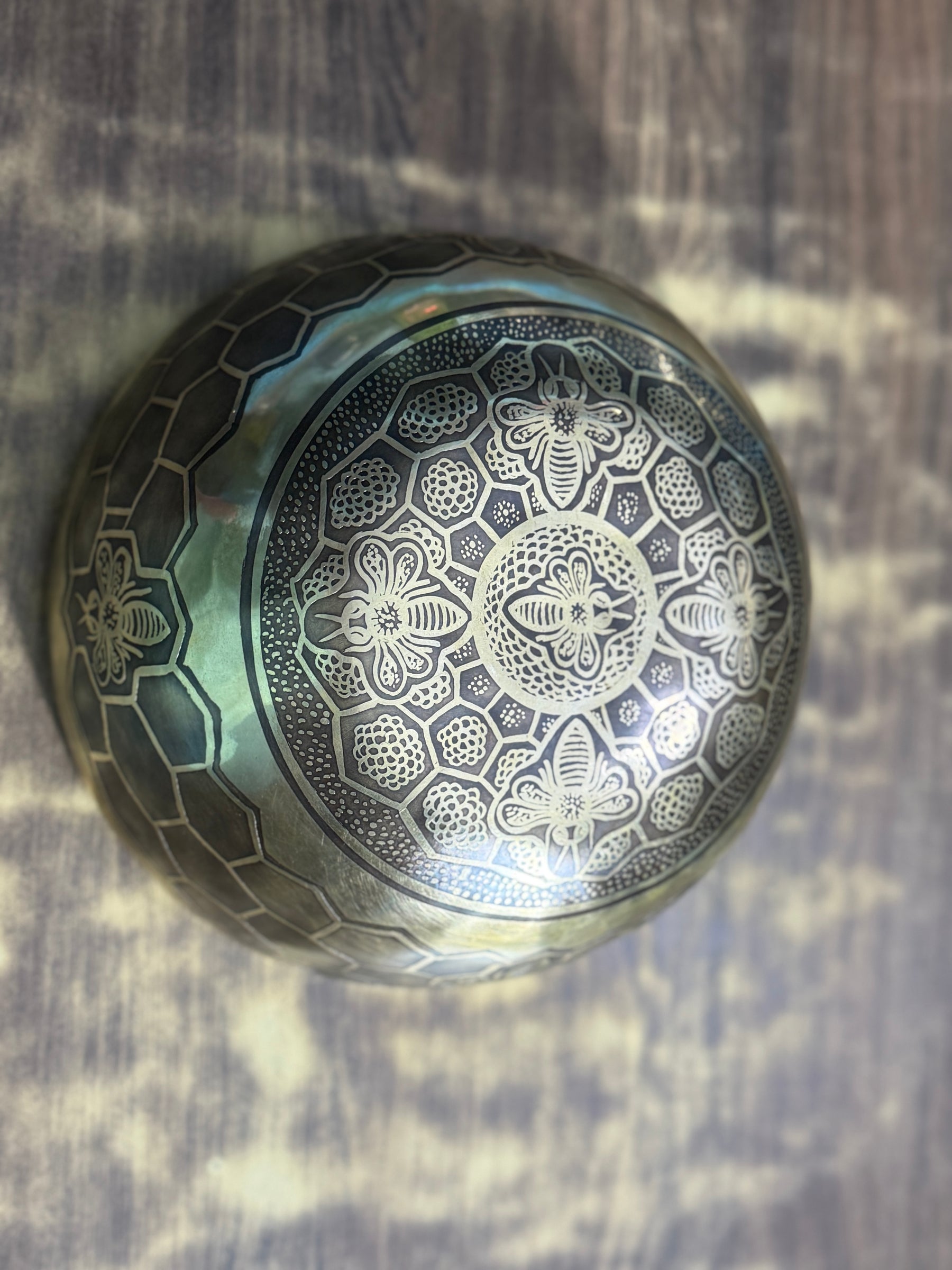 The Bee Bowl: 10 Inch Diameter Bell Bronze Handmade Singing Bowl