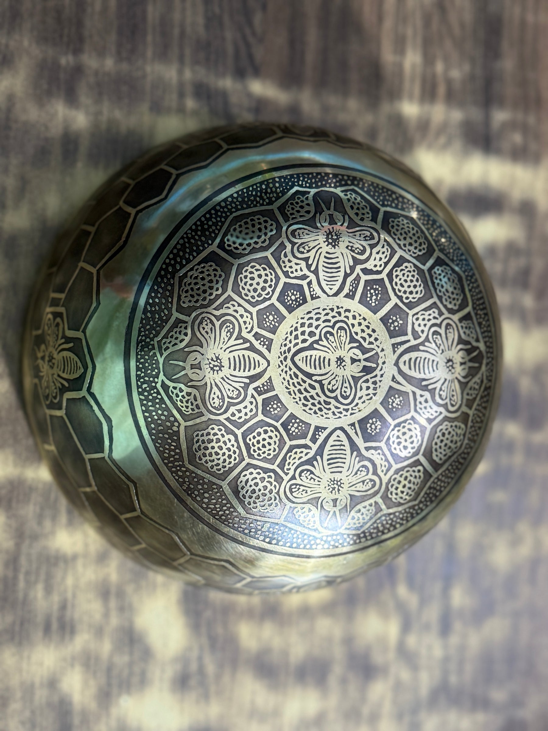 The Bee Bowl: 10 Inch Diameter Bell Bronze Handmade Singing Bowl