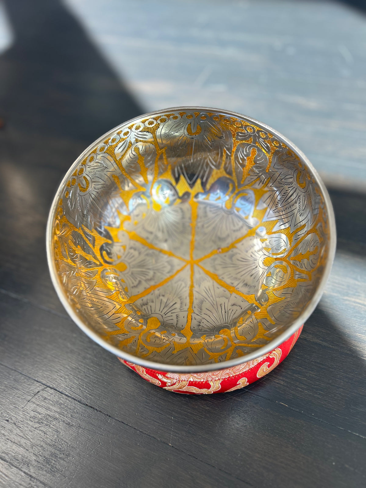 7.5 Inch Silver and Gold Bowl: Limited Run Handmade Bronze Singing Bowl