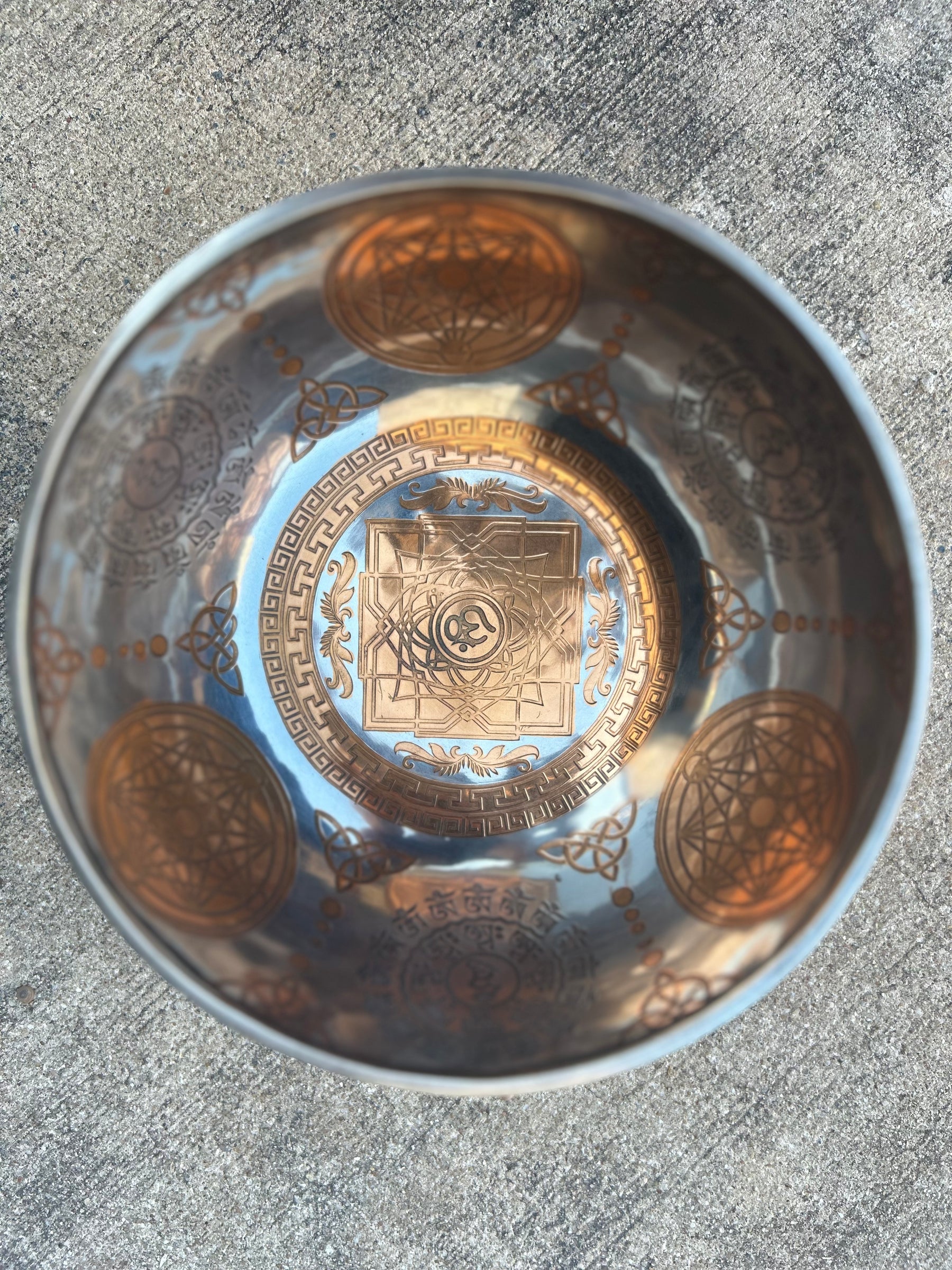 The Crown Jewel Bowl: 10.25 inch | Handmade Etched Bronze Singing Bowl