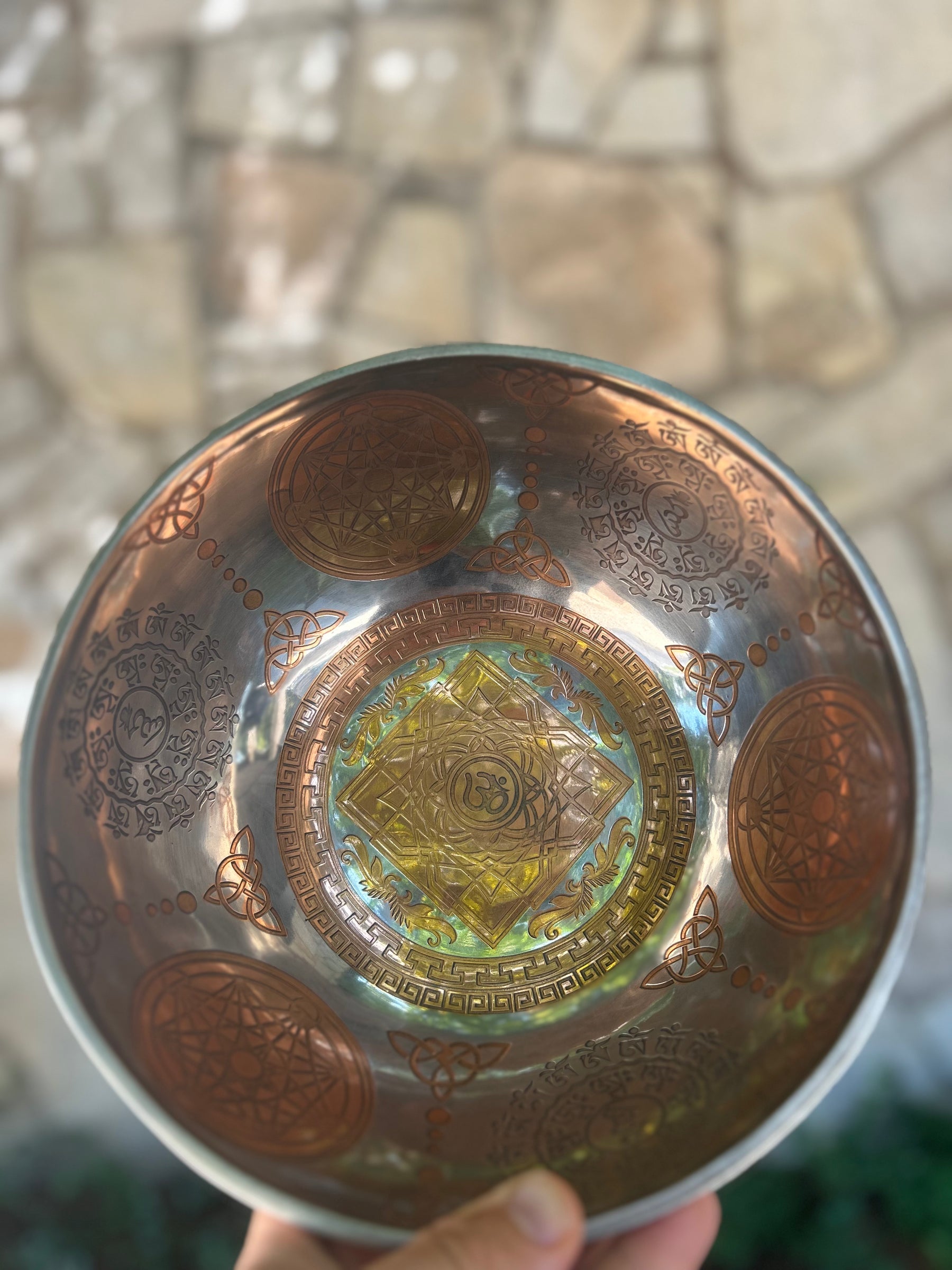 The Crown Jewel Bowl: 10.25 inch | Handmade Etched Bronze Singing Bowl