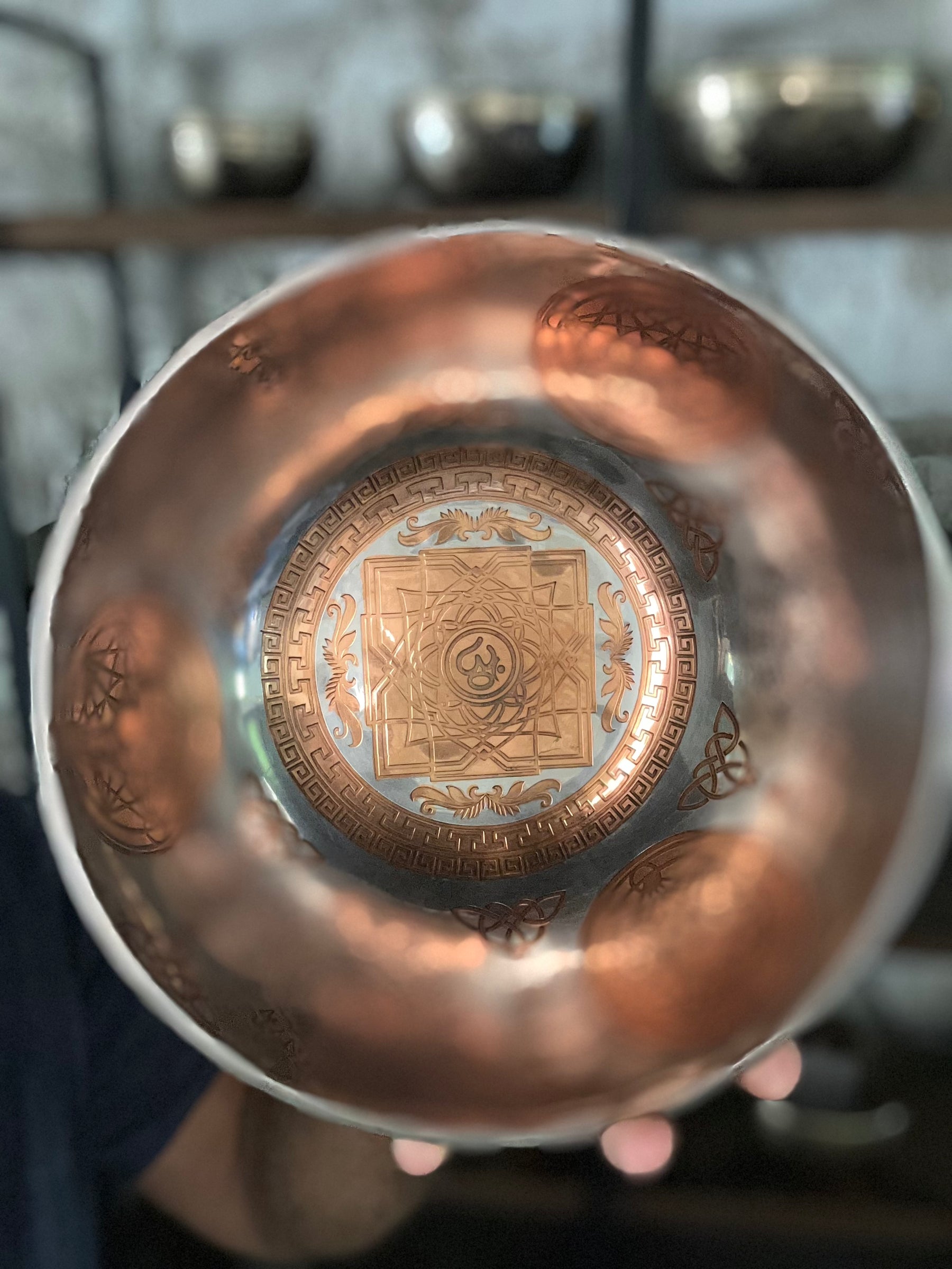 The Crown Jewel Bowl: 10.25 inch | Handmade Etched Bronze Singing Bowl