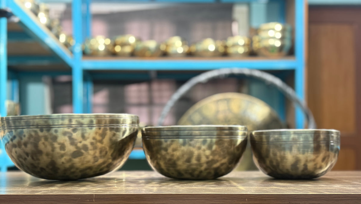 The Ohm Deep Rim Bronze Trio: 12in, 8.5in, 6in Extra Thick Rim Three Bowl Set