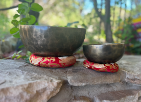 The Earth Bundle: Set Of 2 Resonant Bronze Singing Bowls From Nepal, 9 inch and 6 inch