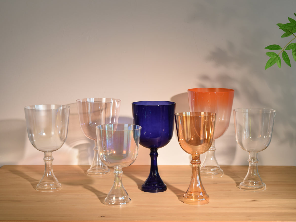 The Complete Crystal Chalice Grail Set | 7 Practitioner Grade Stemmed Crystal Singing Bowls