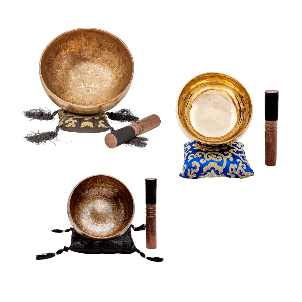 The Most Popular 3 Master Grade Bowls: 3 Resonant Bronze Singing Bowls Each 6 Inch Handmade