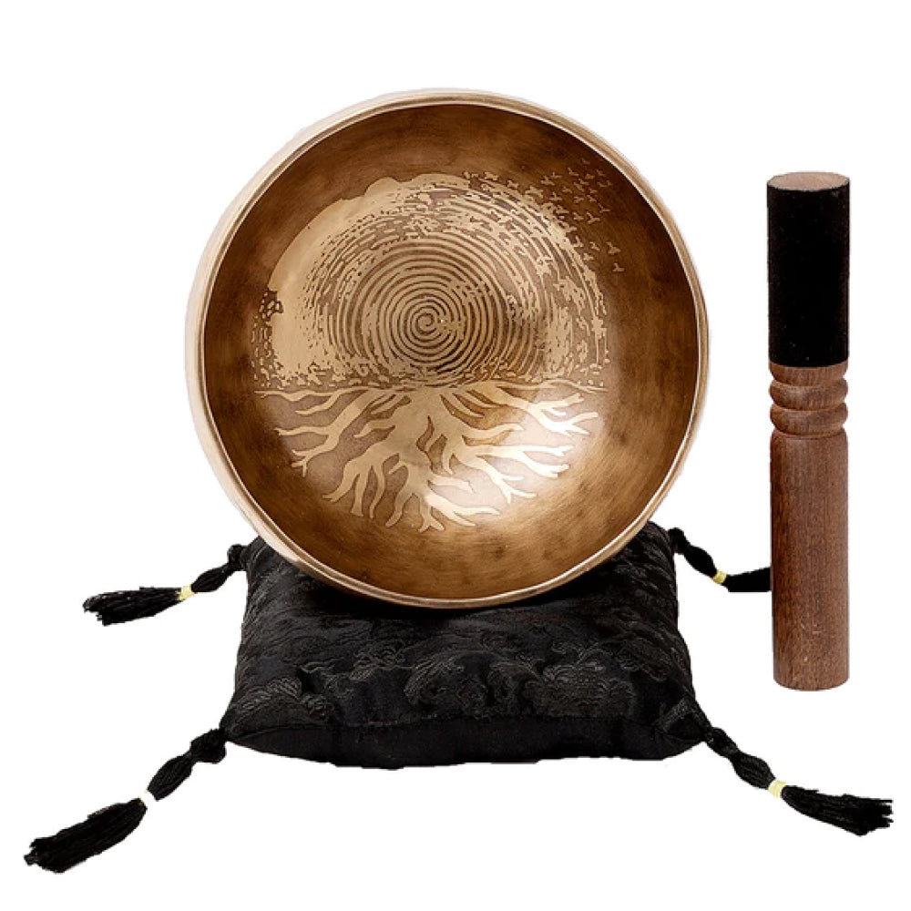 The Tree of Life Bowl: 6 Inch | Limited Design Handmade Bronze Singing Bowl From Nepal