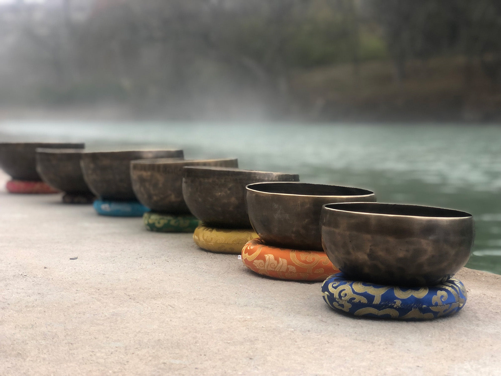 7 Bowl Curated Chakra Set: 7 Handmade Bowls From Nepal, From 5 To 10 Inches, Corresponding To Each Chakra