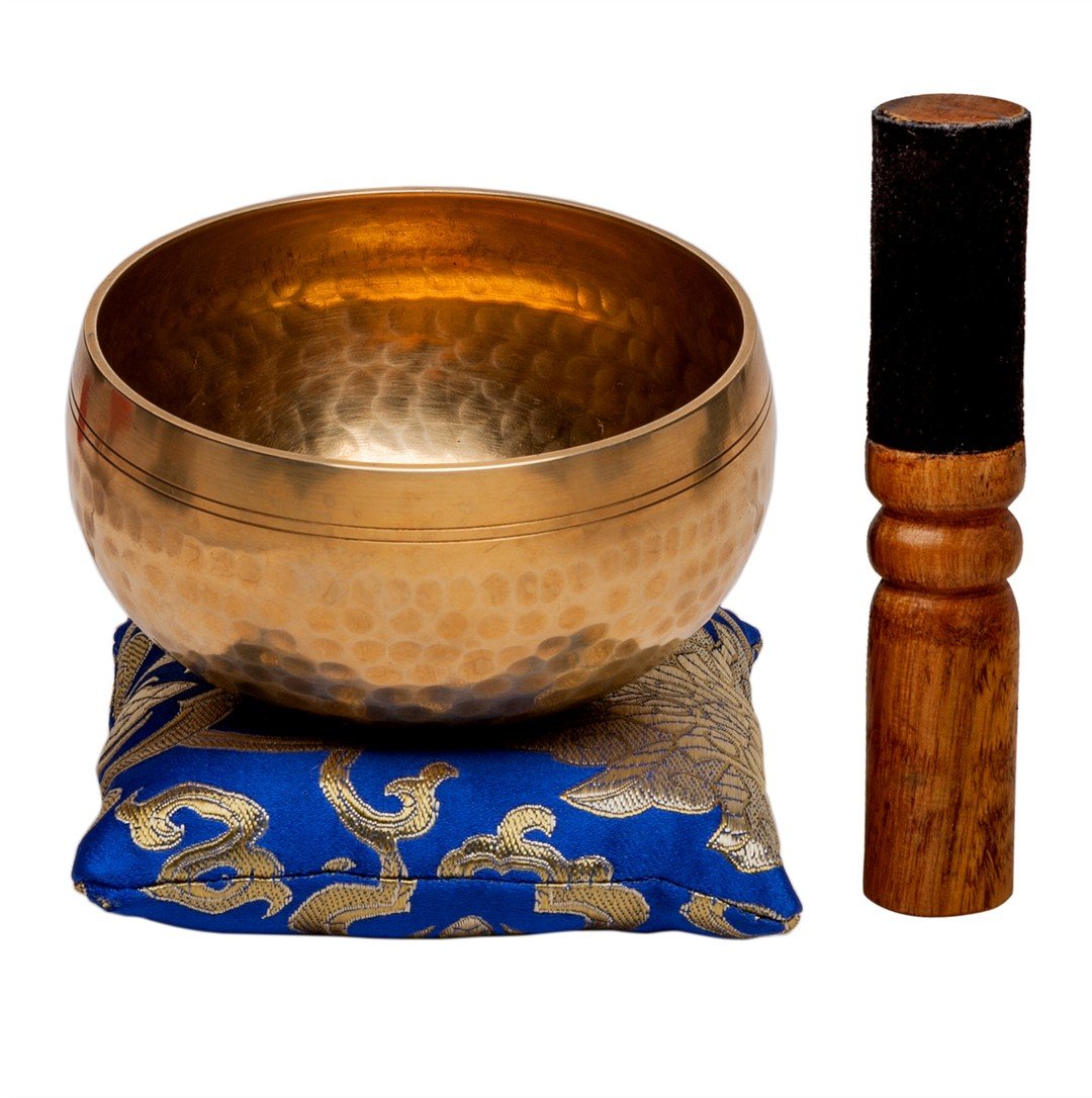 The Balance Bundle: Two, 4inch Handcast Brass Singing Bowls and Lava Stone Mala Bracelet