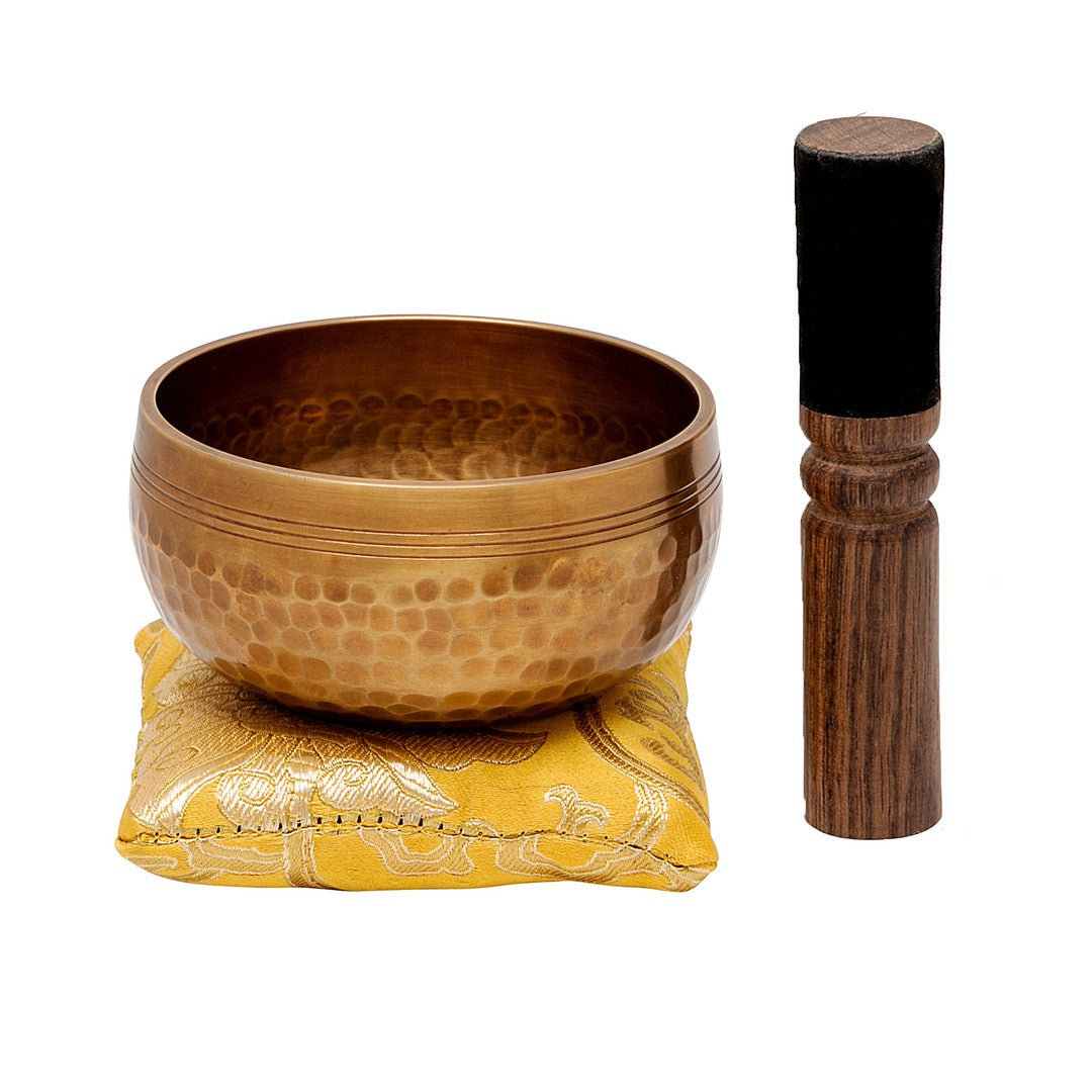 The Balance Bundle: Two, 4inch Handcast Brass Singing Bowls and Lava Stone Mala Bracelet