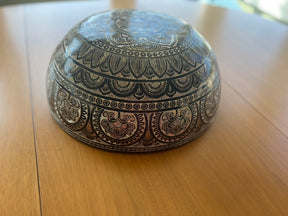 The 15.5 Inch Deep Engraved Midnight Lotus Singing Bowl I Handmade Large Format Bell Bronze