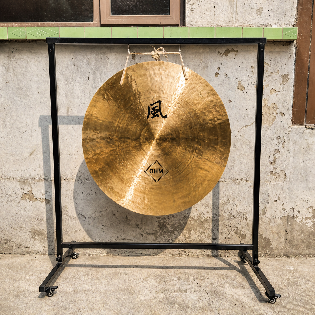 36 Inch Ohm Wind Gong on stand