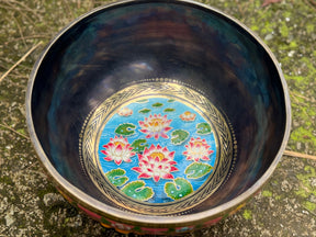 Lotus Water Bowl: 9 Inch Diameter Singing Bowl Hand Painted