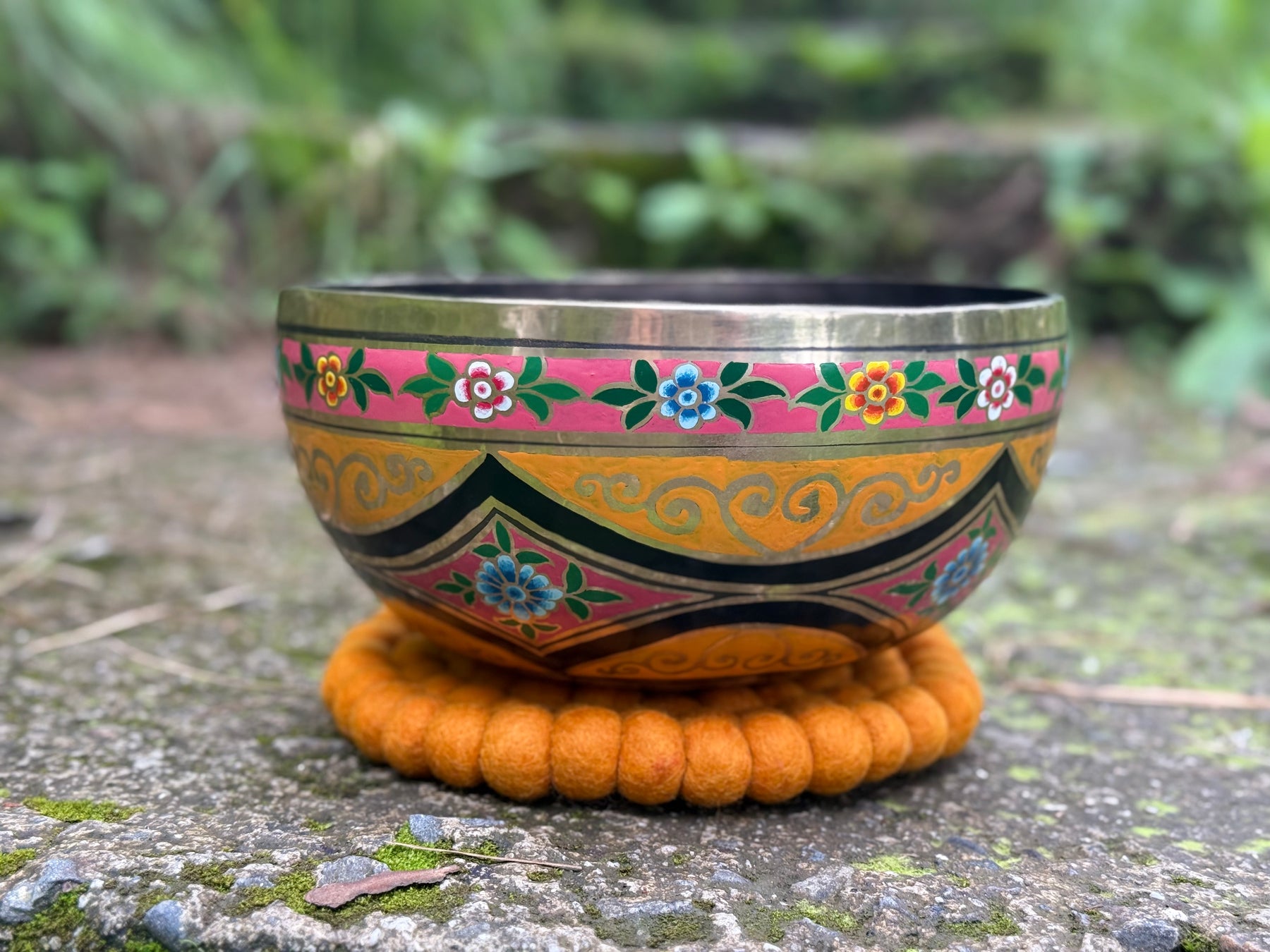 Lotus Water Bowl: 9 Inch Diameter Singing Bowl Hand Painted